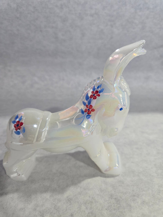 Vintage Fenton Hand Painted Iridescent Donkey