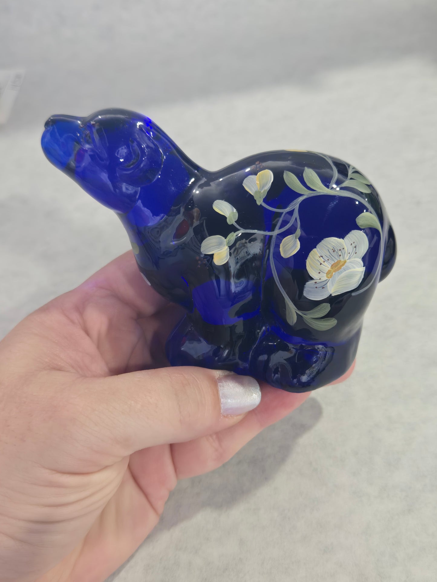 Vintage Fenton Serene Winter Cobalt Polar Bear- Signed