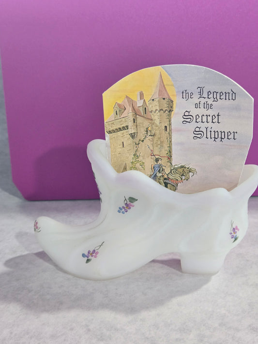 Vintage Fenton Hand Painted Violet Secret Slipper