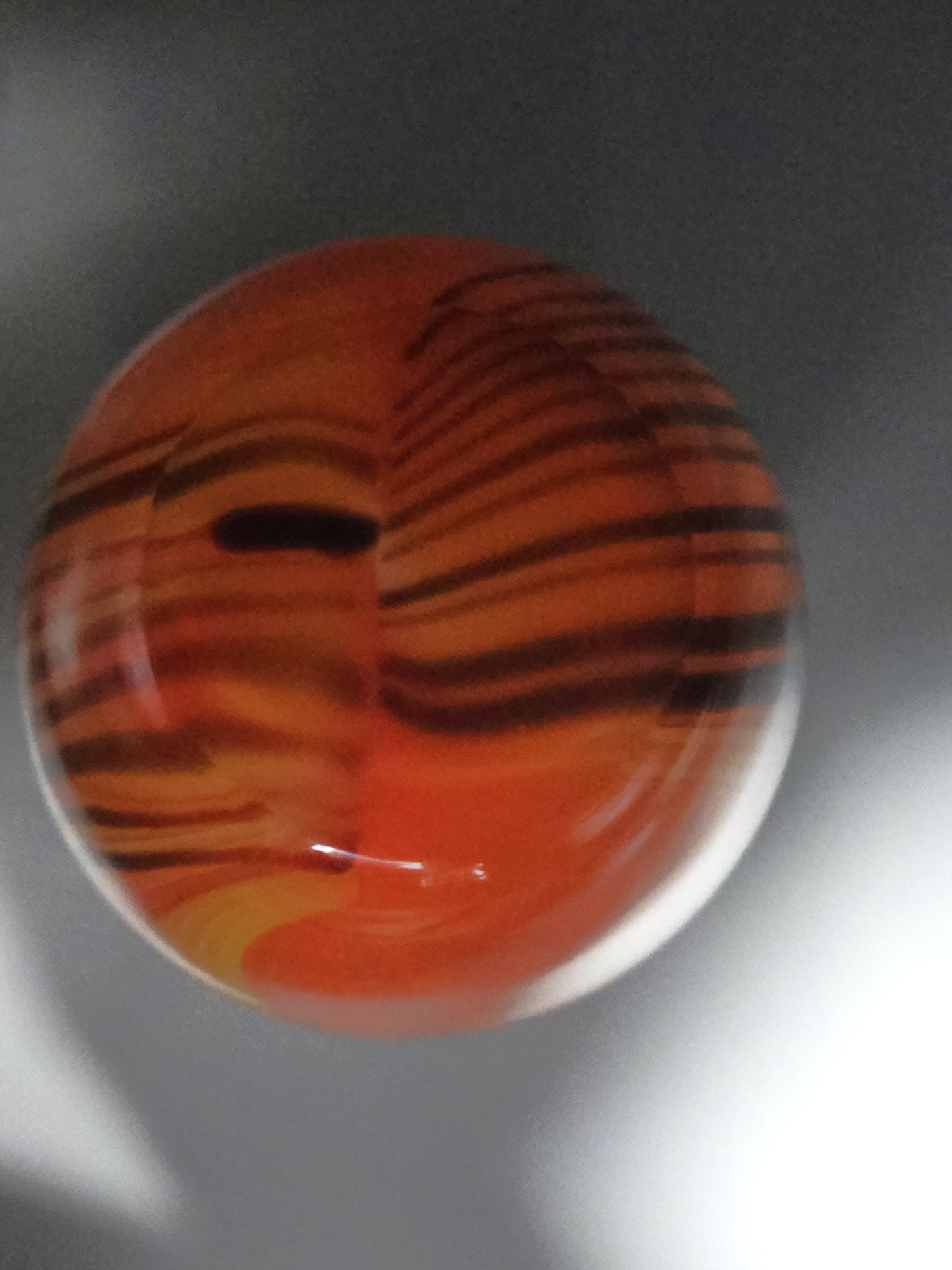 Murano Style Art Glass Vase- Orange with Black Stripes