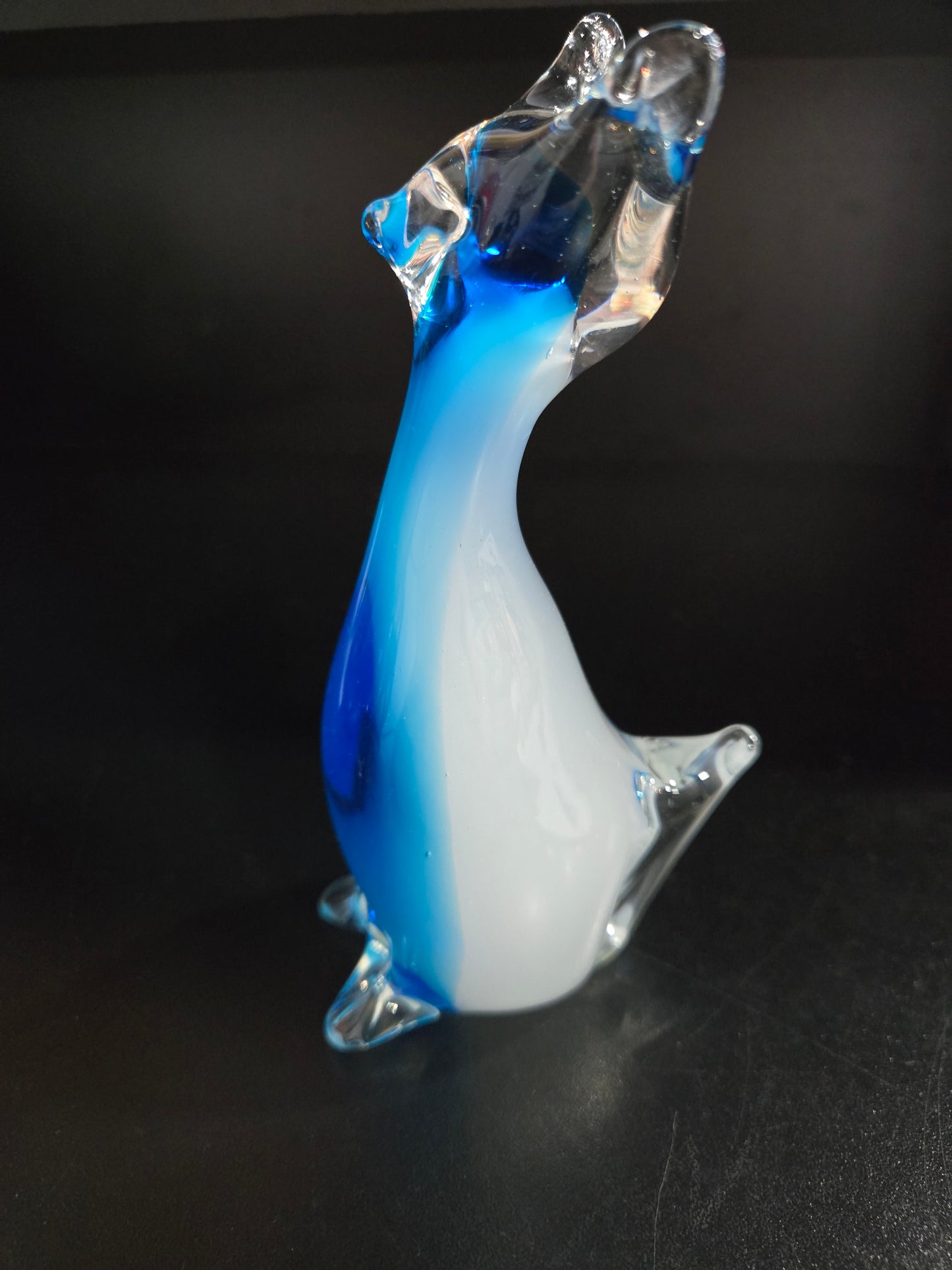 Vintage Blue & Clear Murano Cat figure