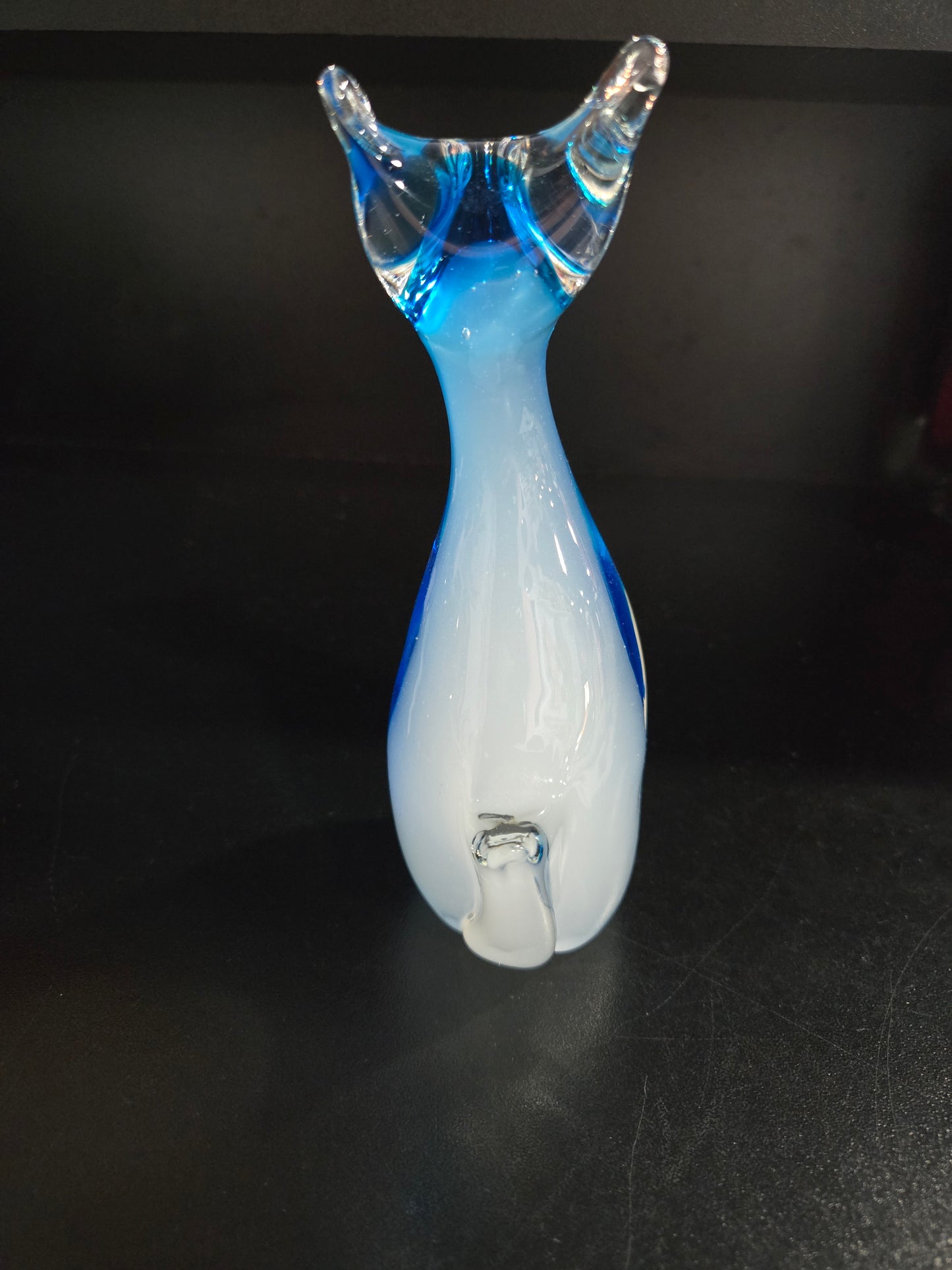 Vintage Blue & Clear Murano Cat figure