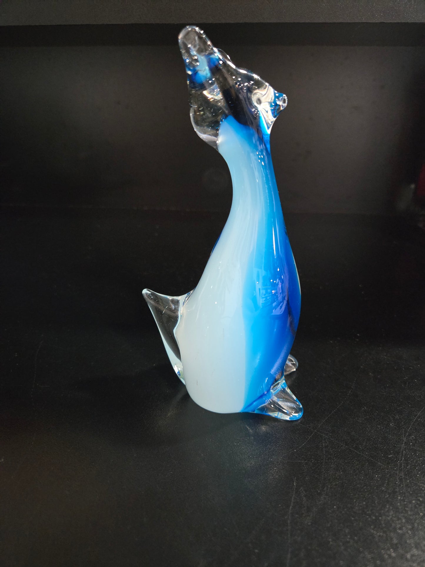 Vintage Blue & Clear Murano Cat figure