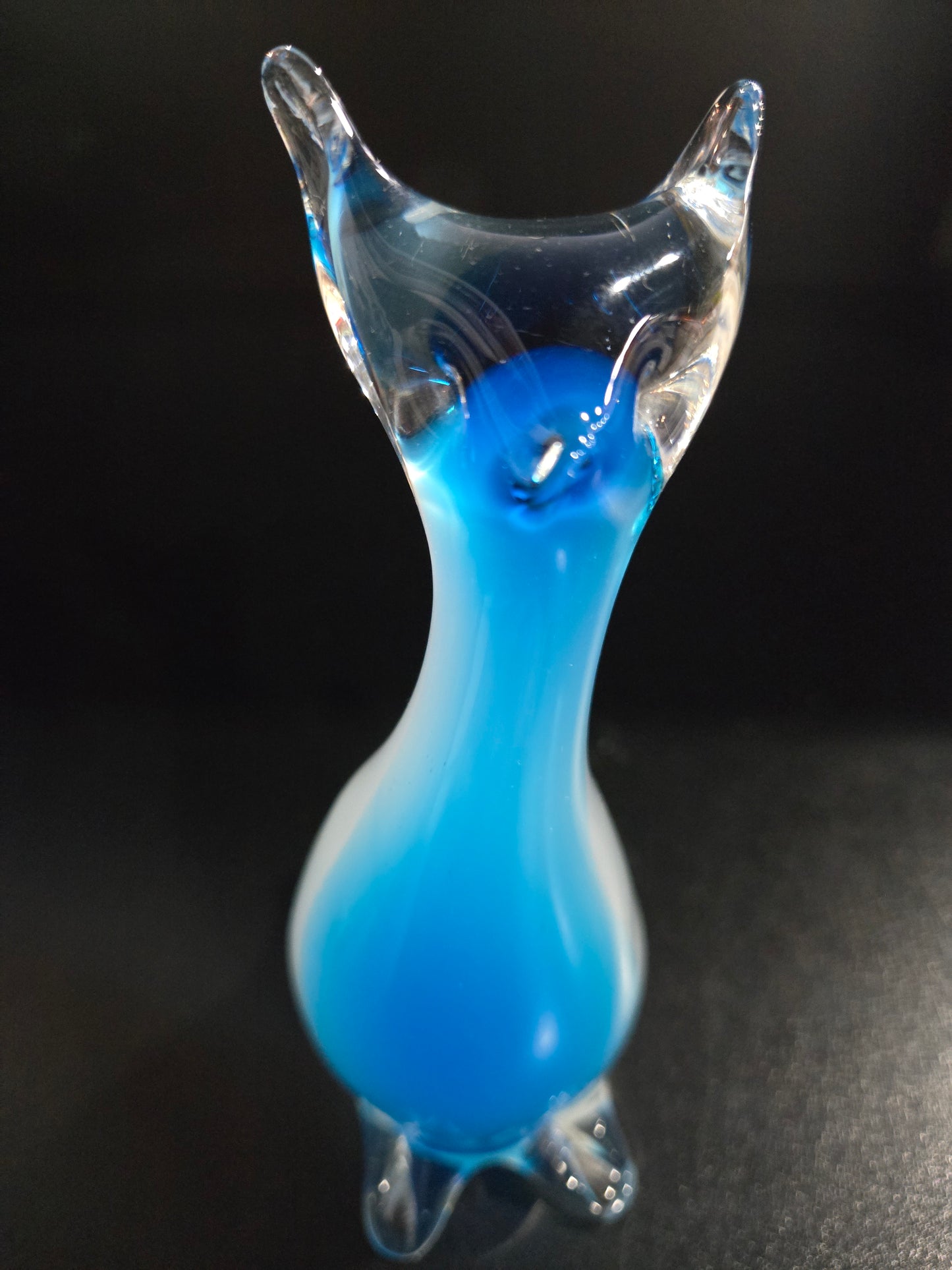 Vintage Blue & Clear Murano Cat figure