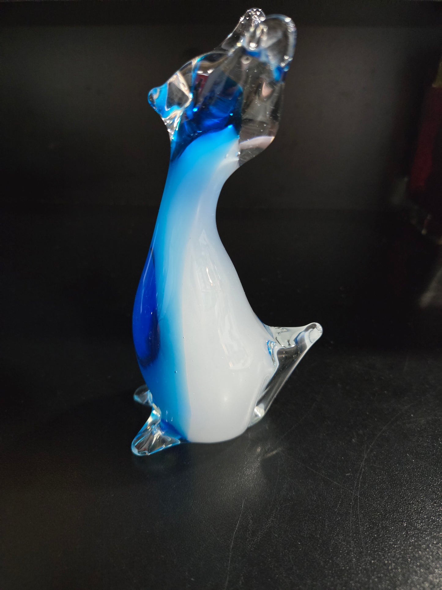 Vintage Blue & Clear Murano Cat figure