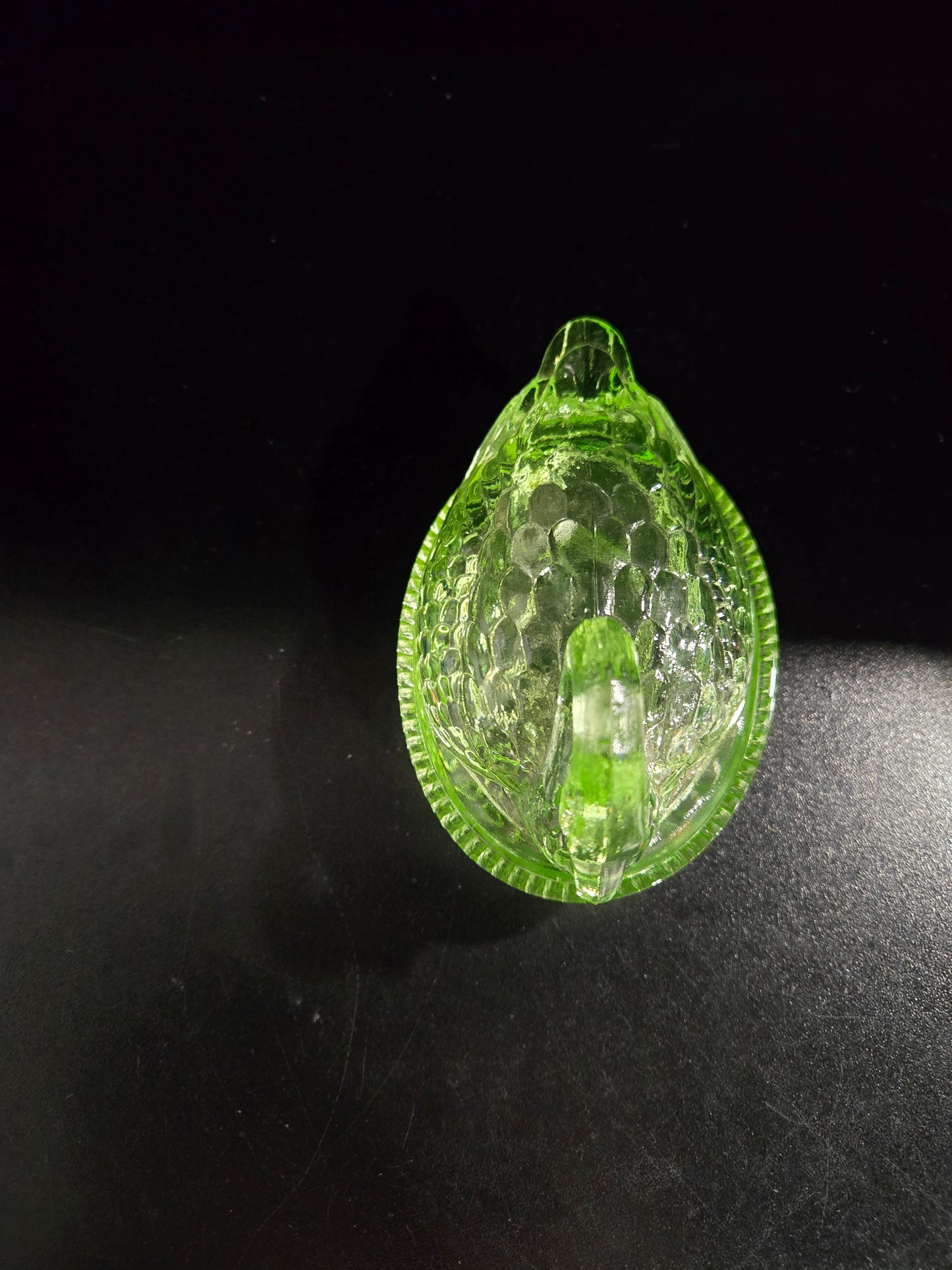 Vintage Vaseline Uranium glass Swan on Nest