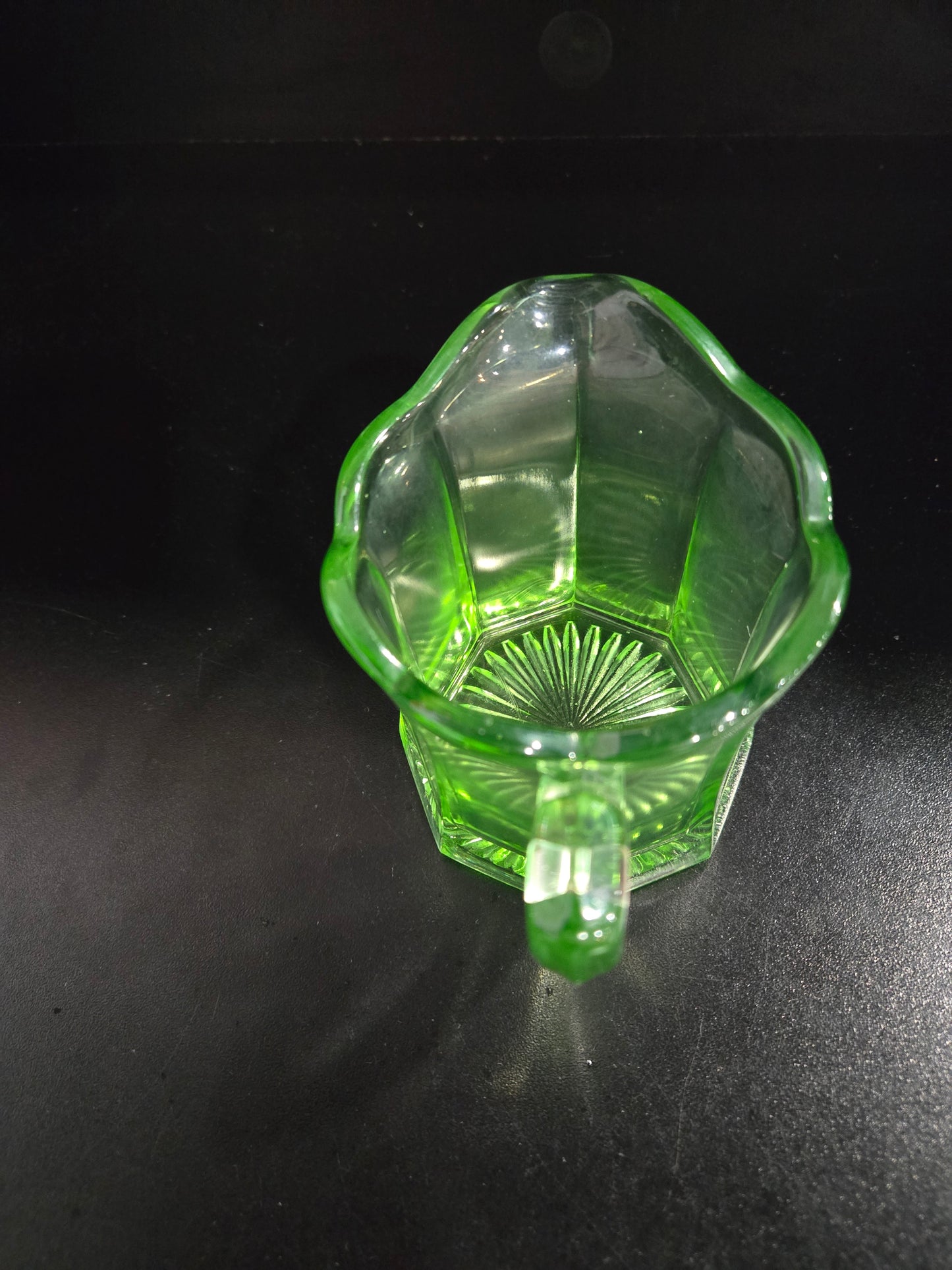 Glowing Uranium glass creamer