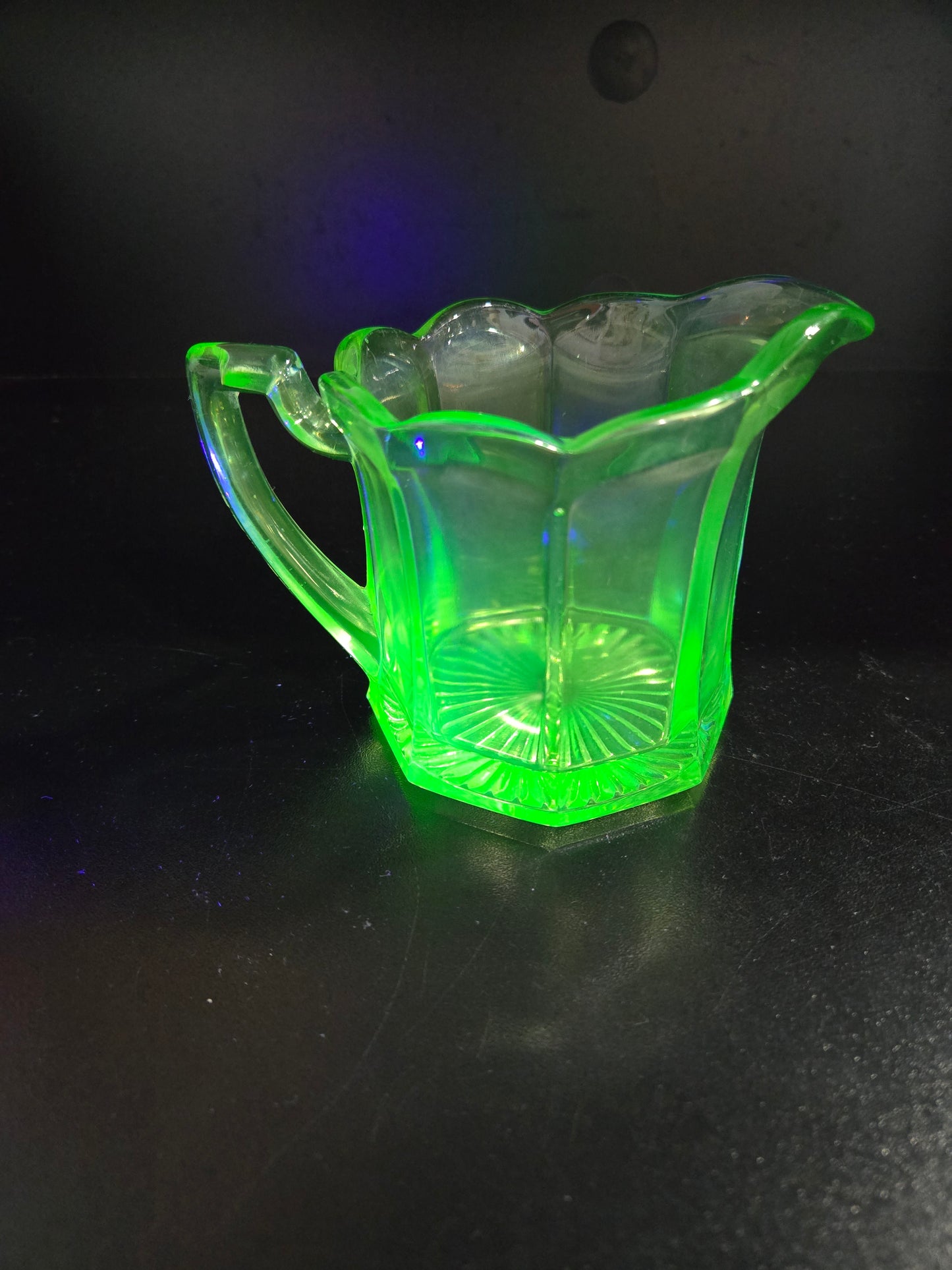 Glowing Uranium glass creamer