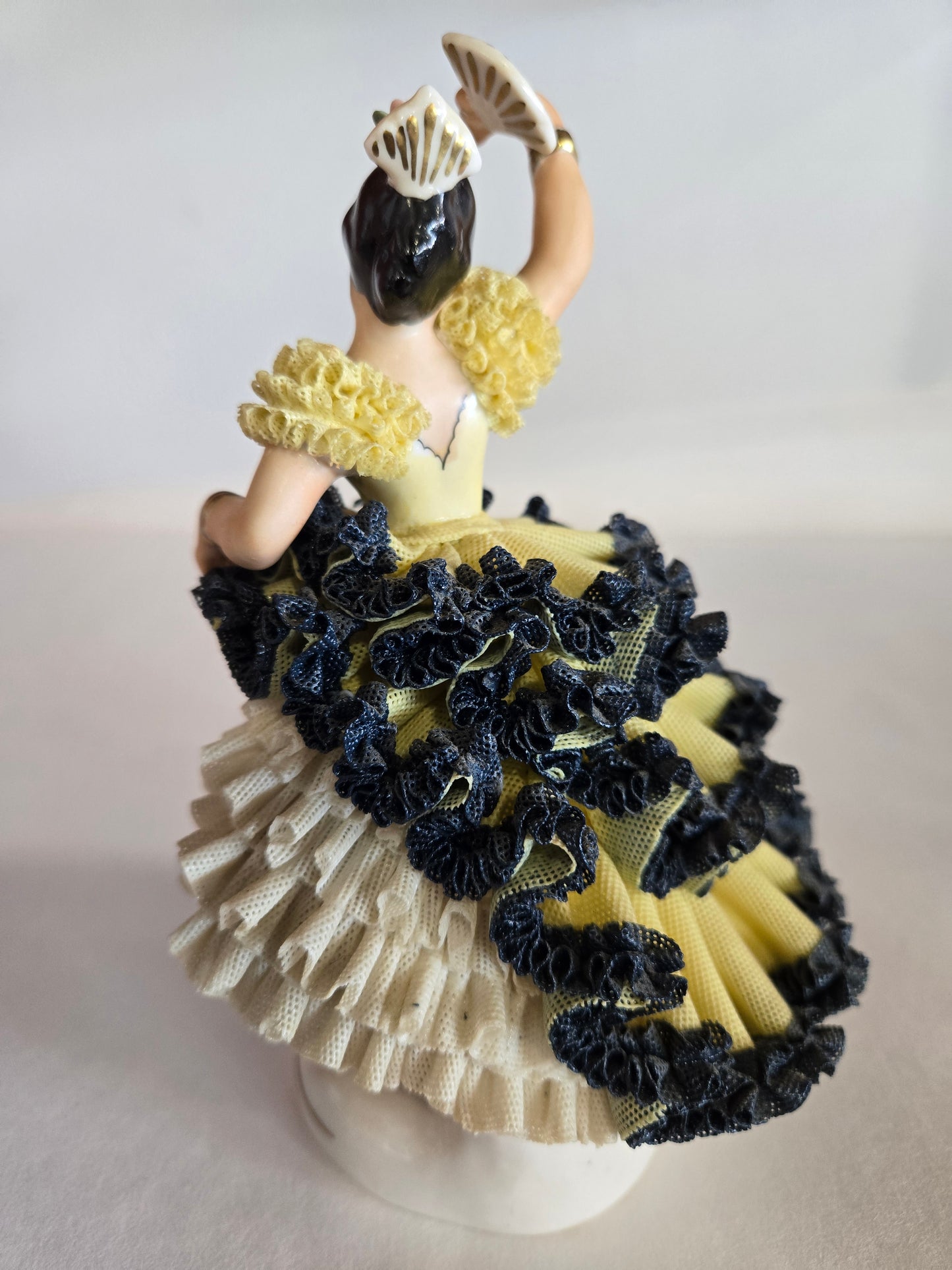 Vintage Dresden Flamenco Dancer- Yellow Tulle Dress