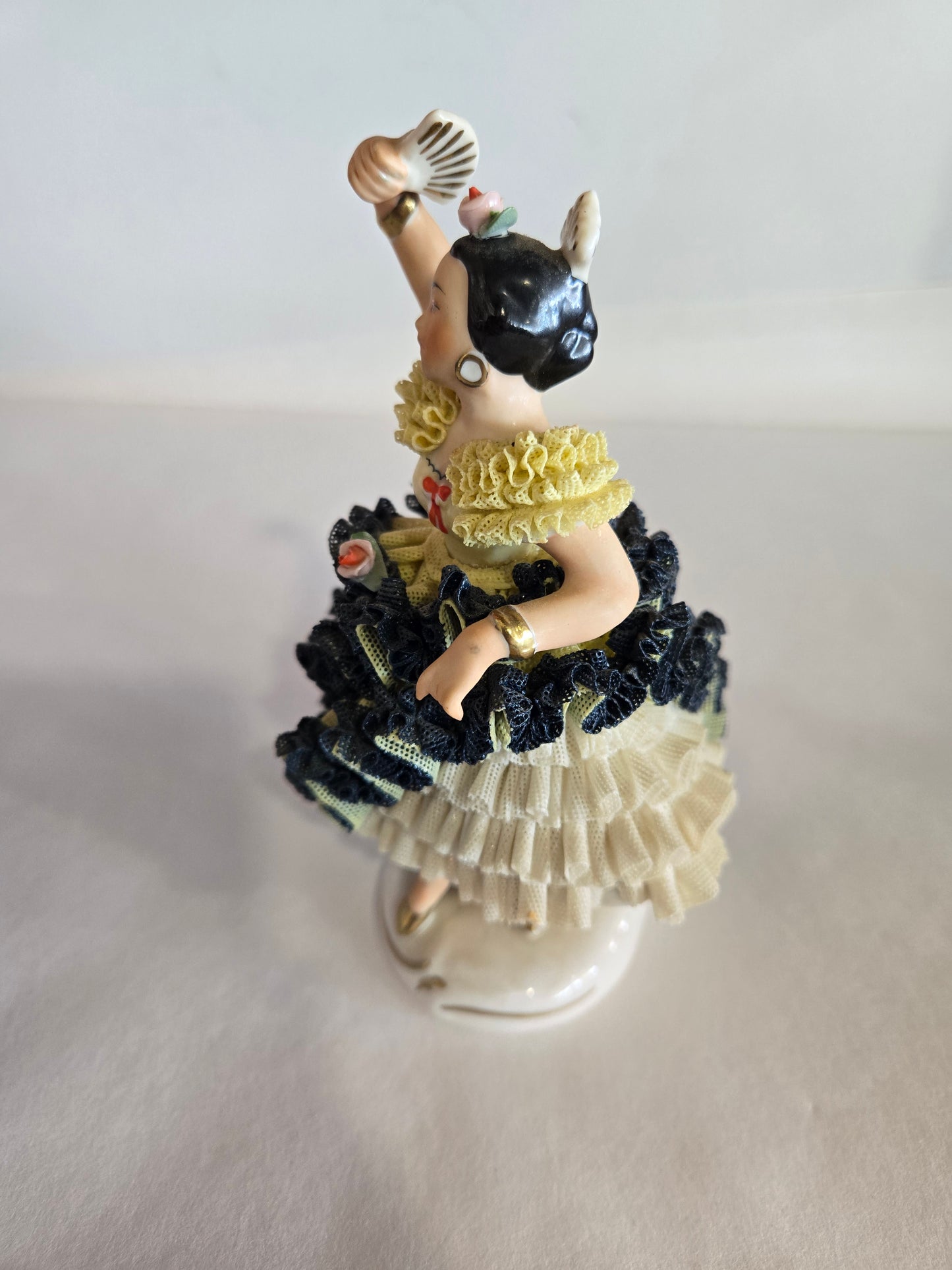 Vintage Dresden Flamenco Dancer- Yellow Tulle Dress