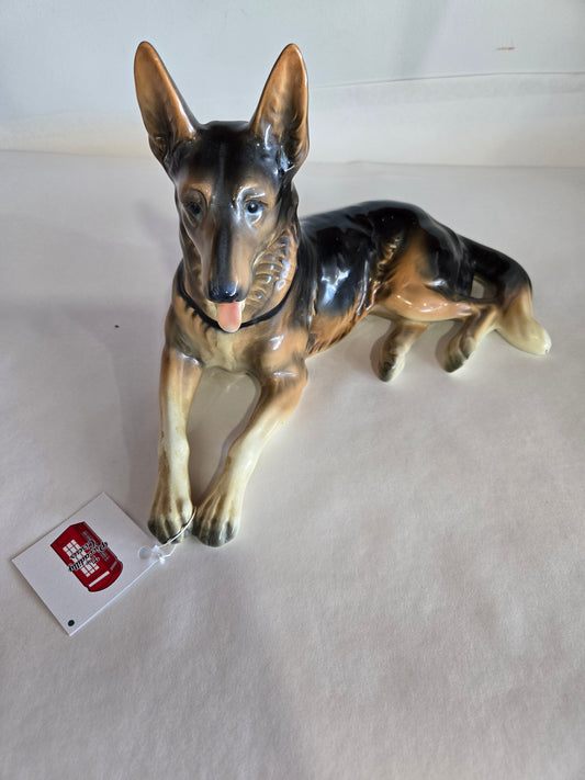 Vintage West German Porcelain German Shepherd Figure