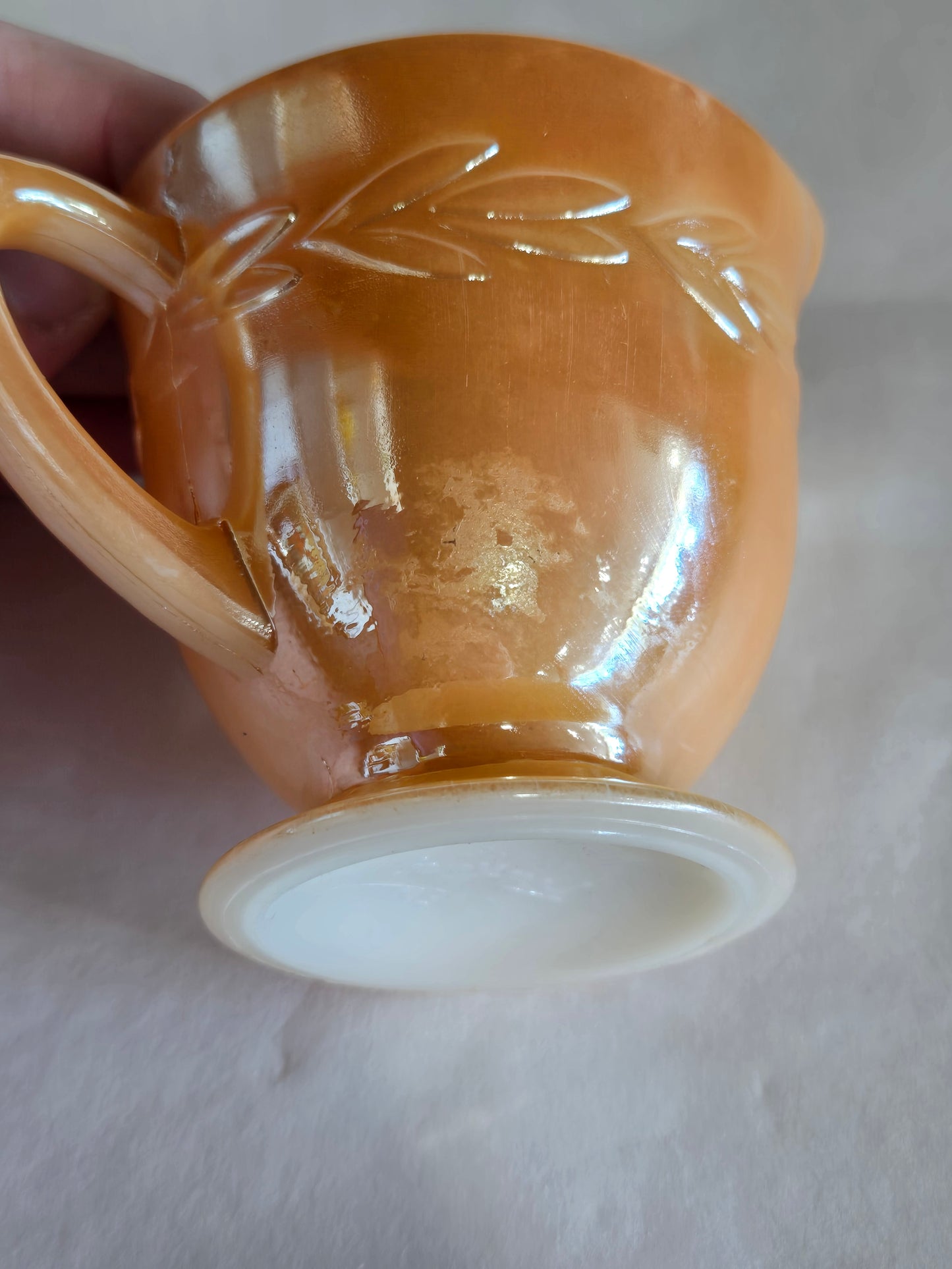 Vintage Fire king peach lusterware creamer
