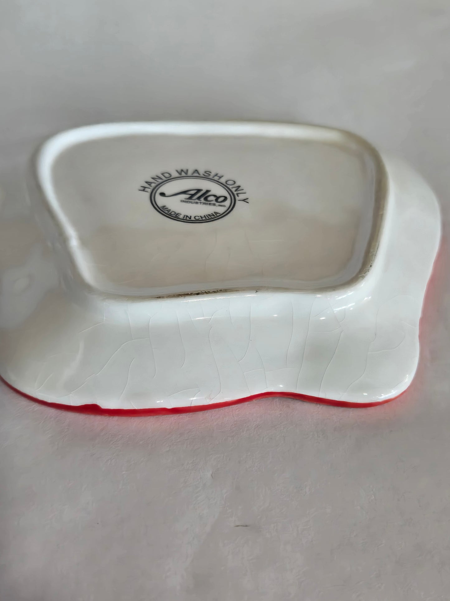 ceramic salt and pepper apple slices set on matching tray