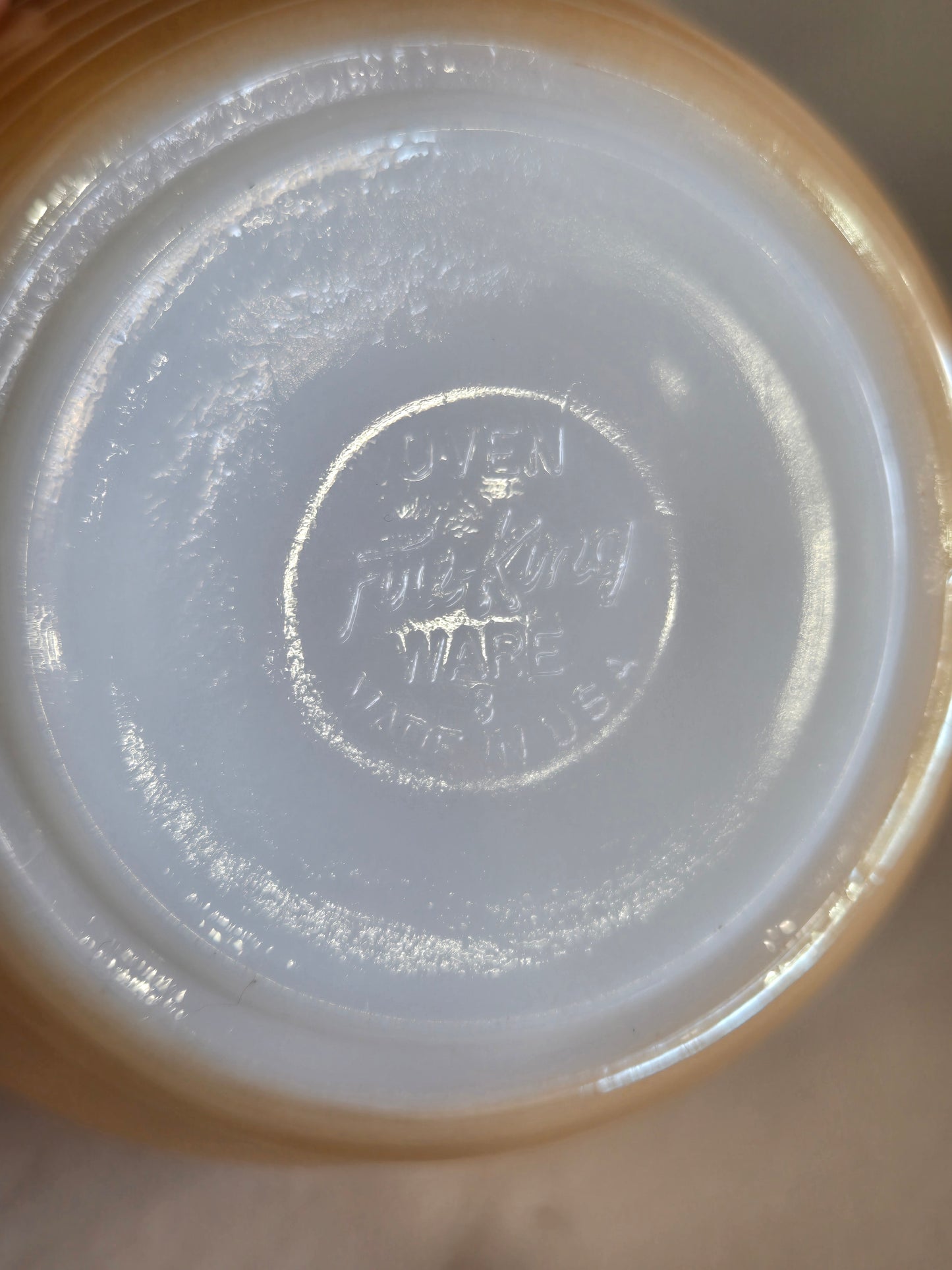 Vintage Fire King Peach Luster Beehive Handle Soup Bowl