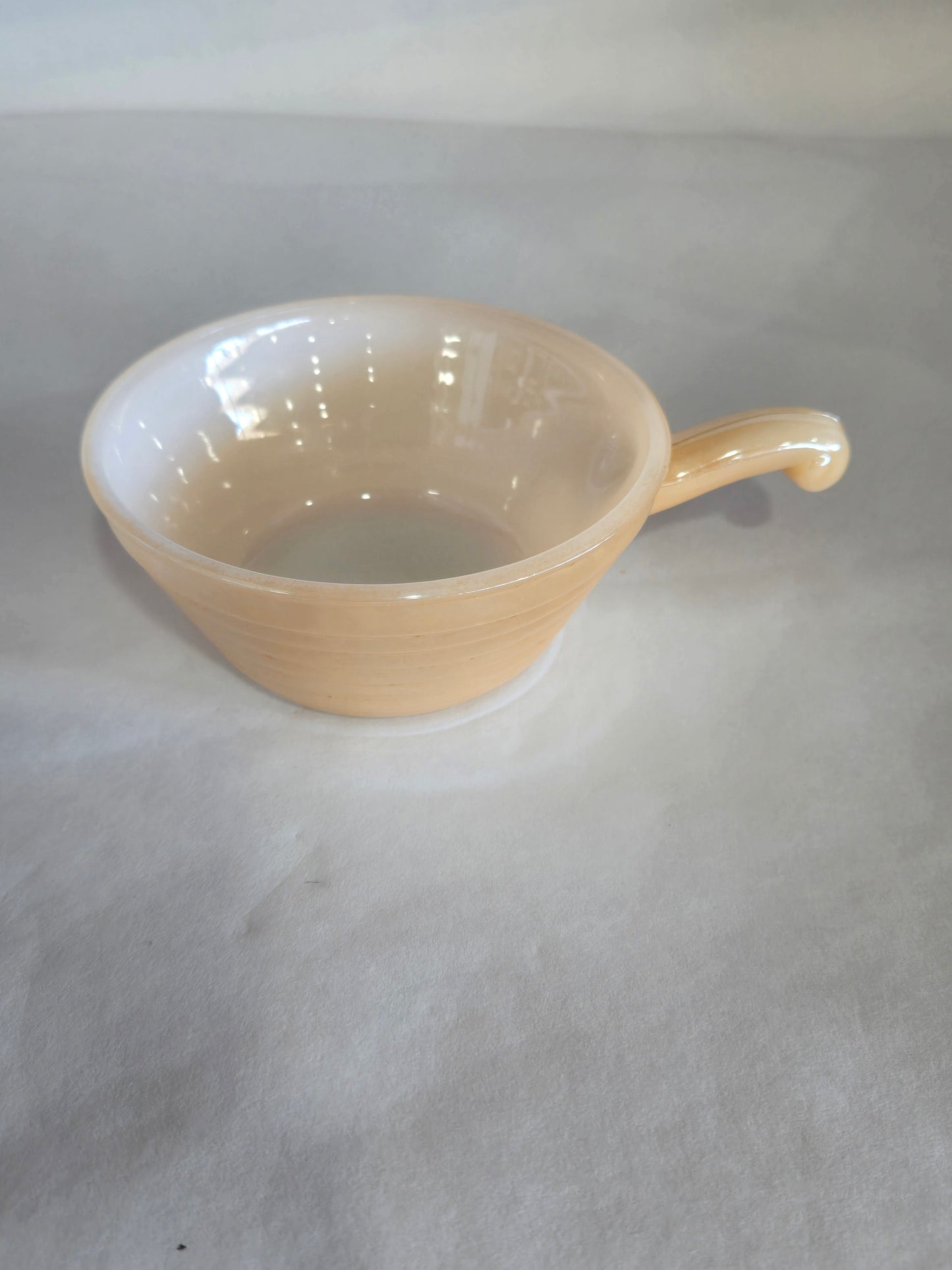 Vintage Fire King Peach Luster Beehive Handle Soup Bowl