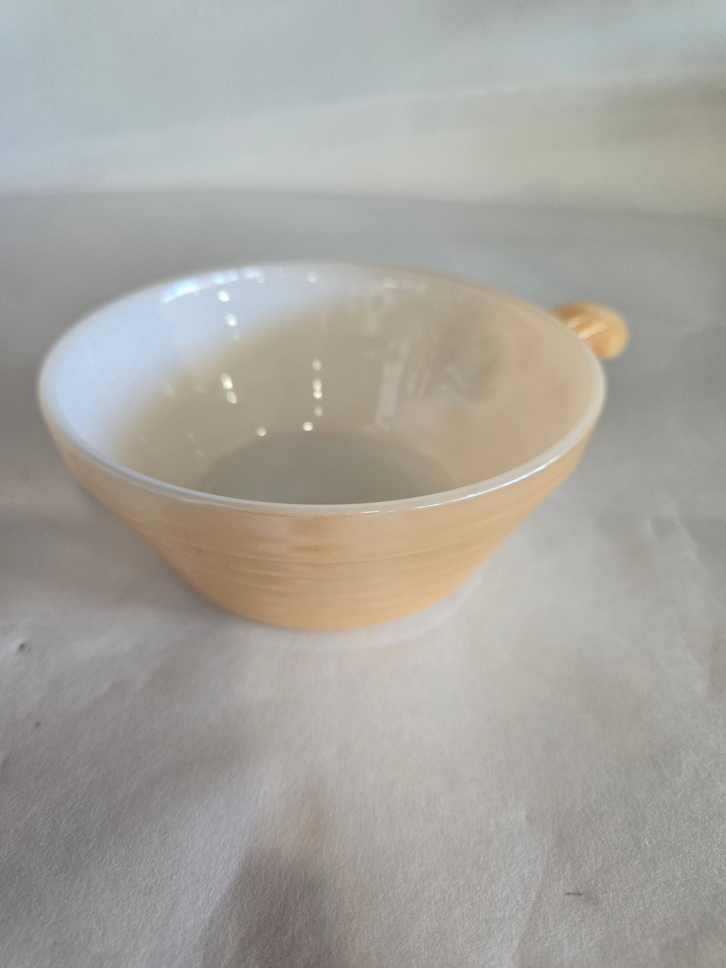 Vintage Fire King Peach Luster Beehive Handle Soup Bowl