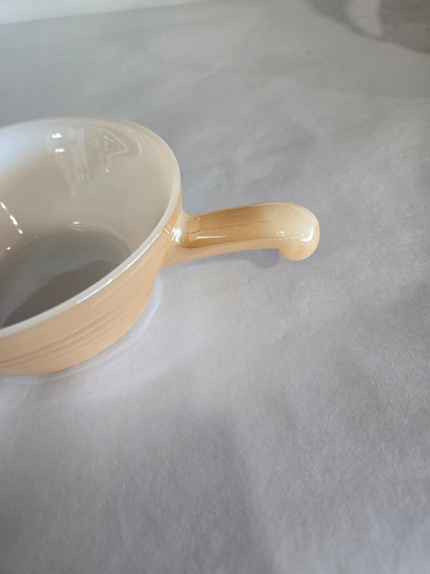 Vintage Fire King Peach Luster Beehive Handle Soup Bowl