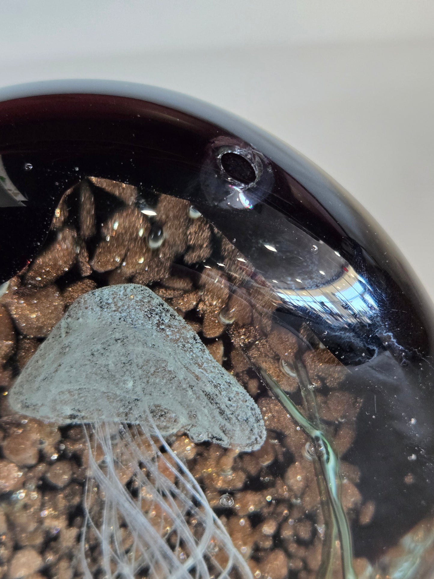 Glass Paperweight w/ Encased Jellyfish Design