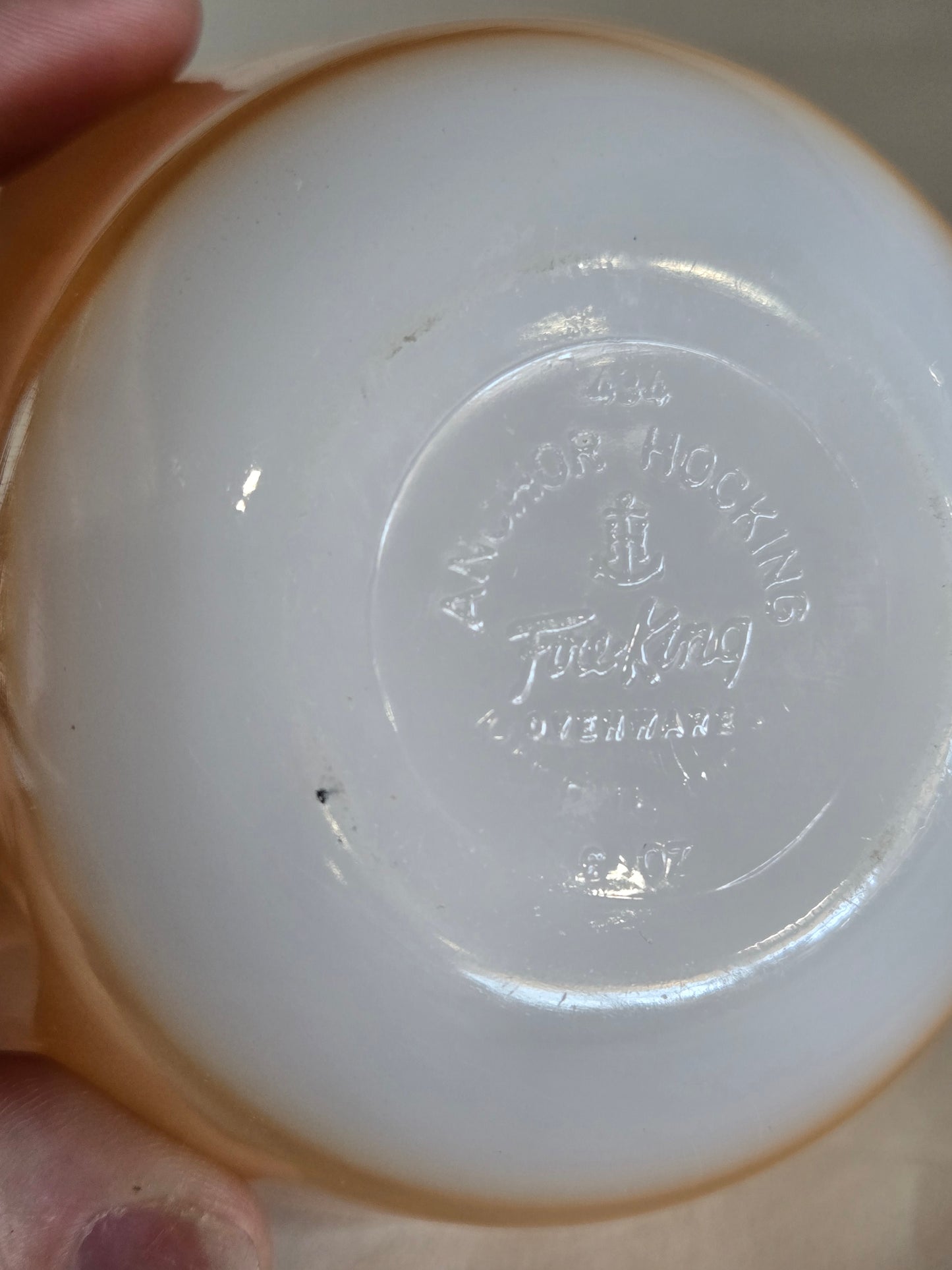 Vintage Fireking Peach luster custard bowl