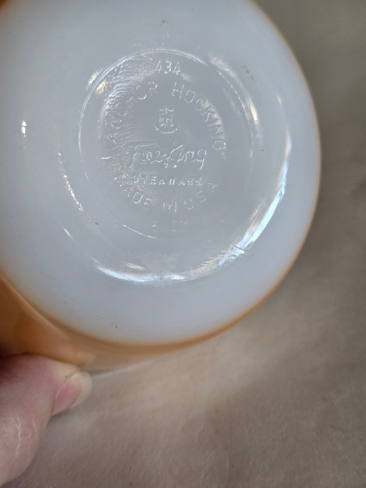 Vintage Fire king Peach luster custard bowl