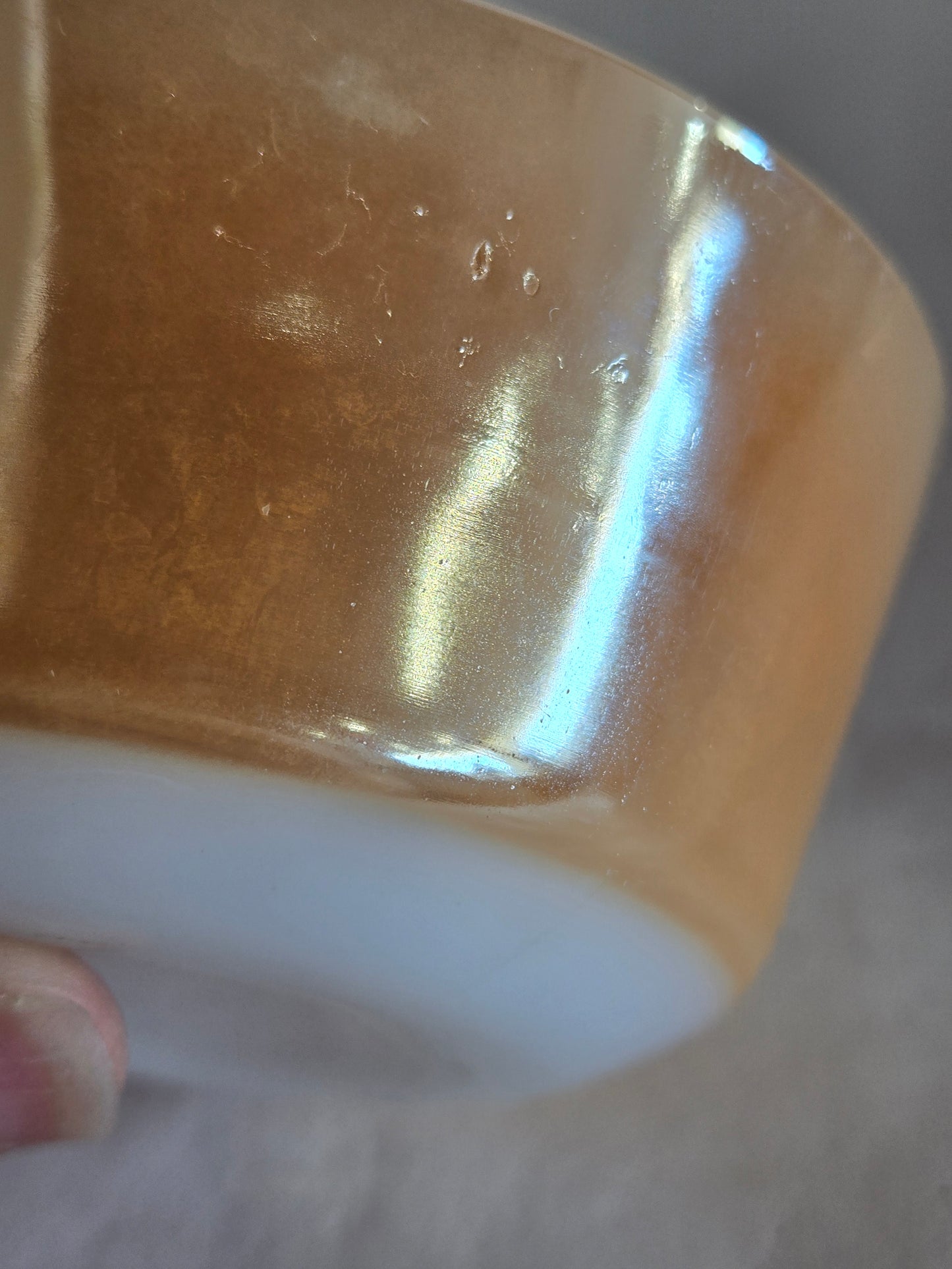 Vintage Fire king Peach luster custard bowl