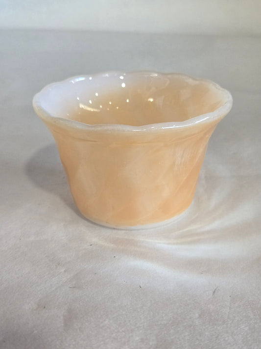 Vintage  Fire king Peach luster swirl custard bowl