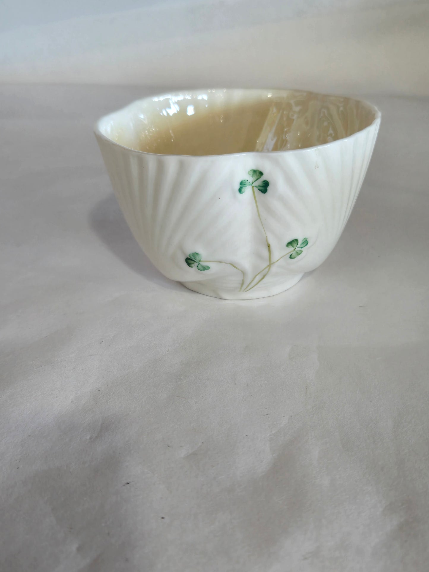 Vintage  Irish Belleek shamrock creamer & sugar dish