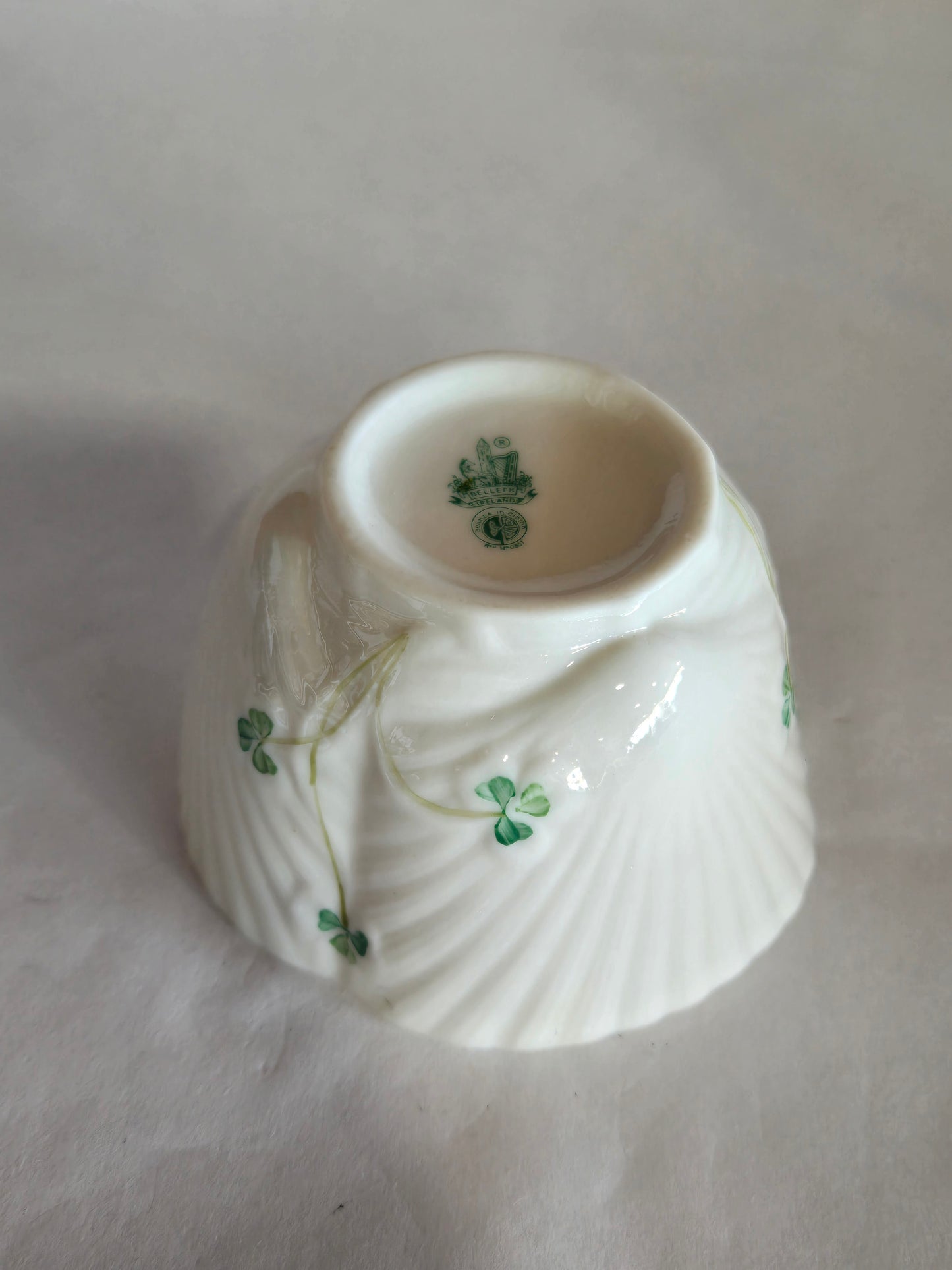 Vintage  Irish Belleek shamrock creamer & sugar dish