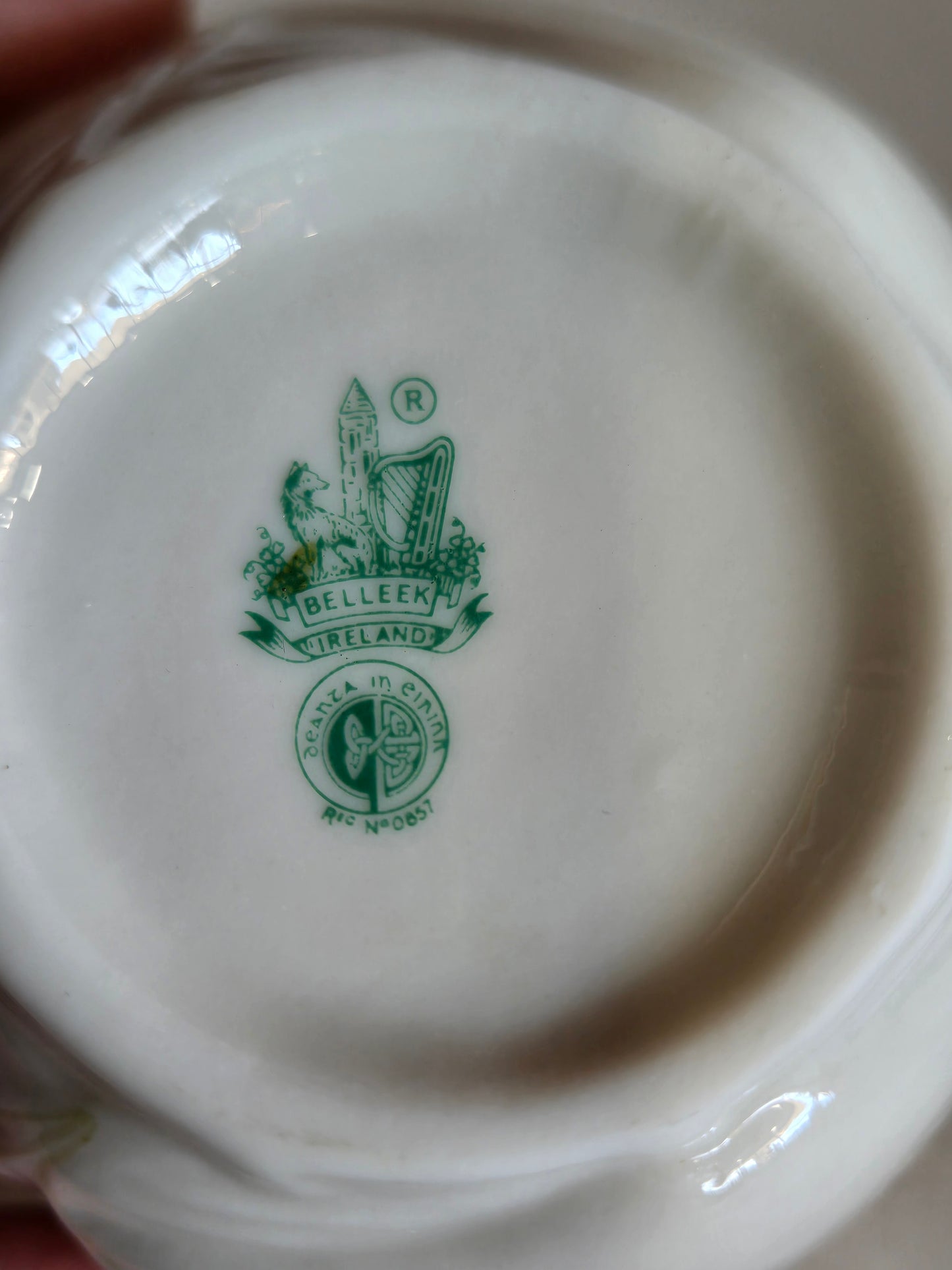 Vintage  Irish Belleek shamrock creamer & sugar dish