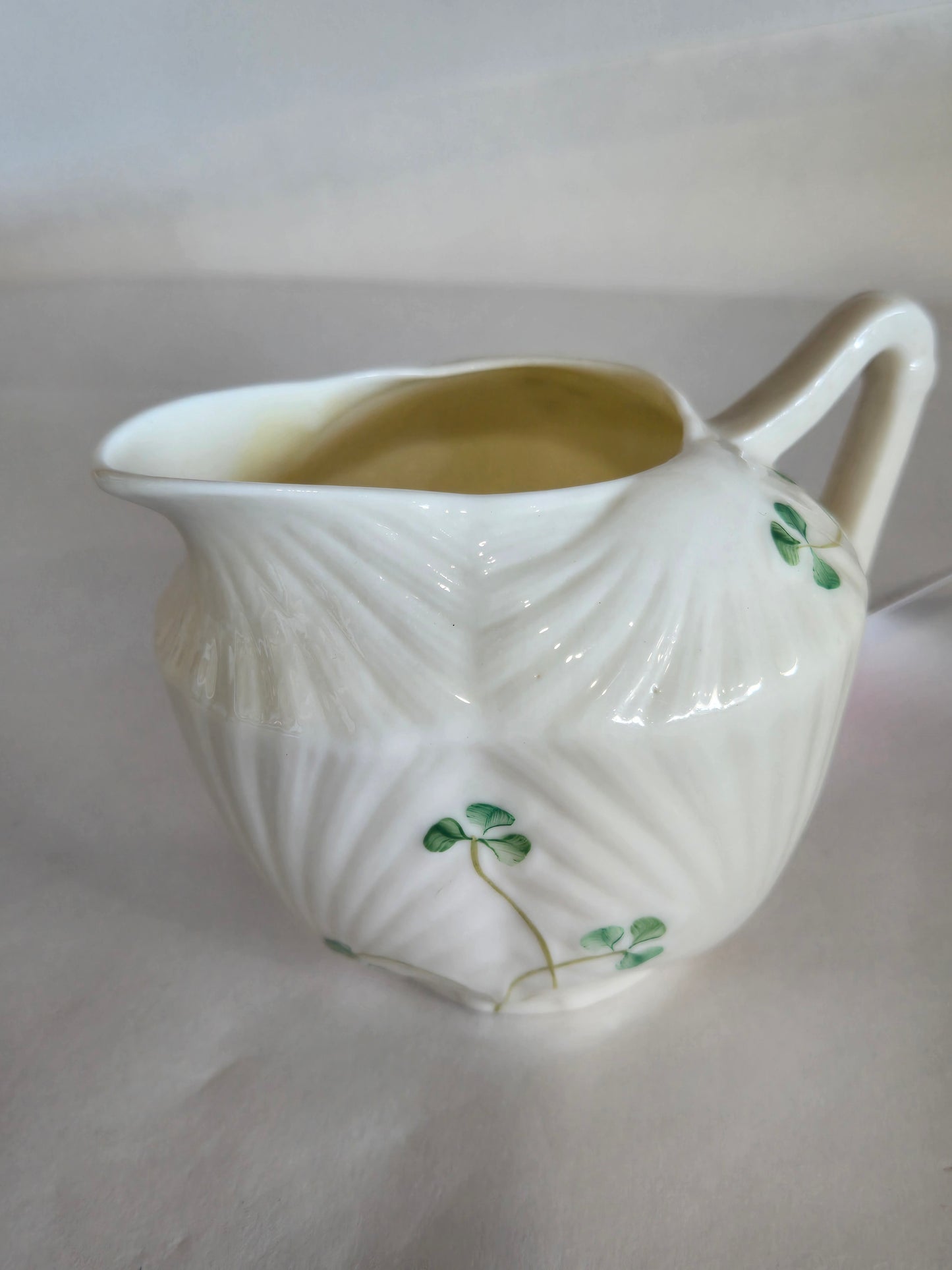 Vintage  Irish Belleek shamrock creamer & sugar dish