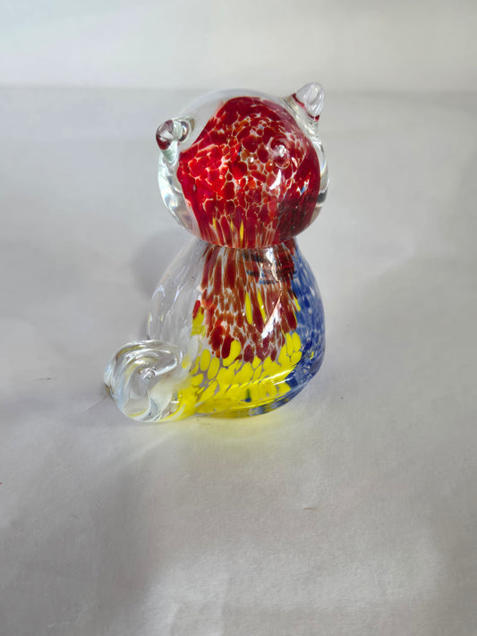 Vintage Multi Color Glass Cat Figure