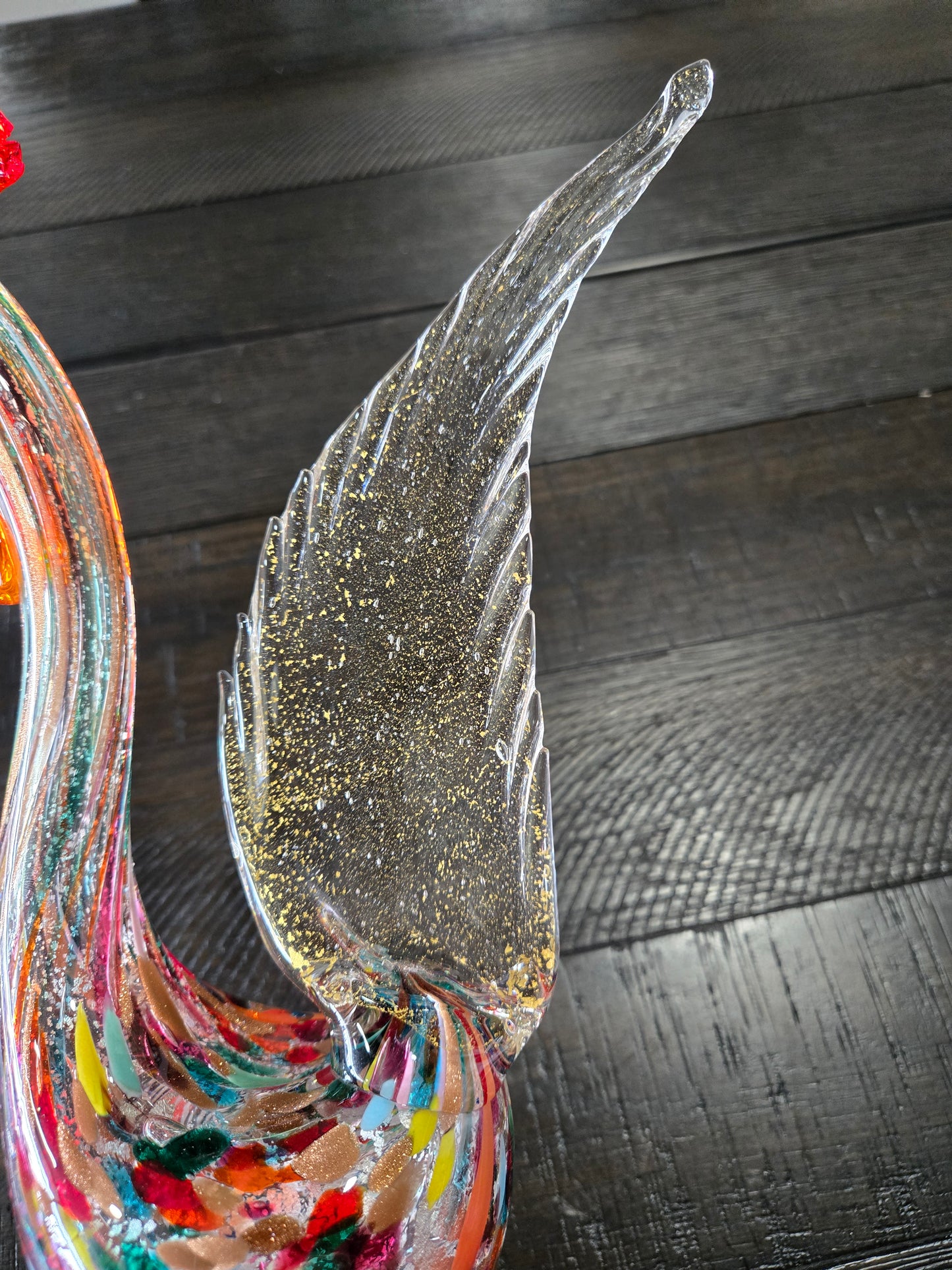 Mid Century Murano Glass Rooster- Multicolor with gold flecks