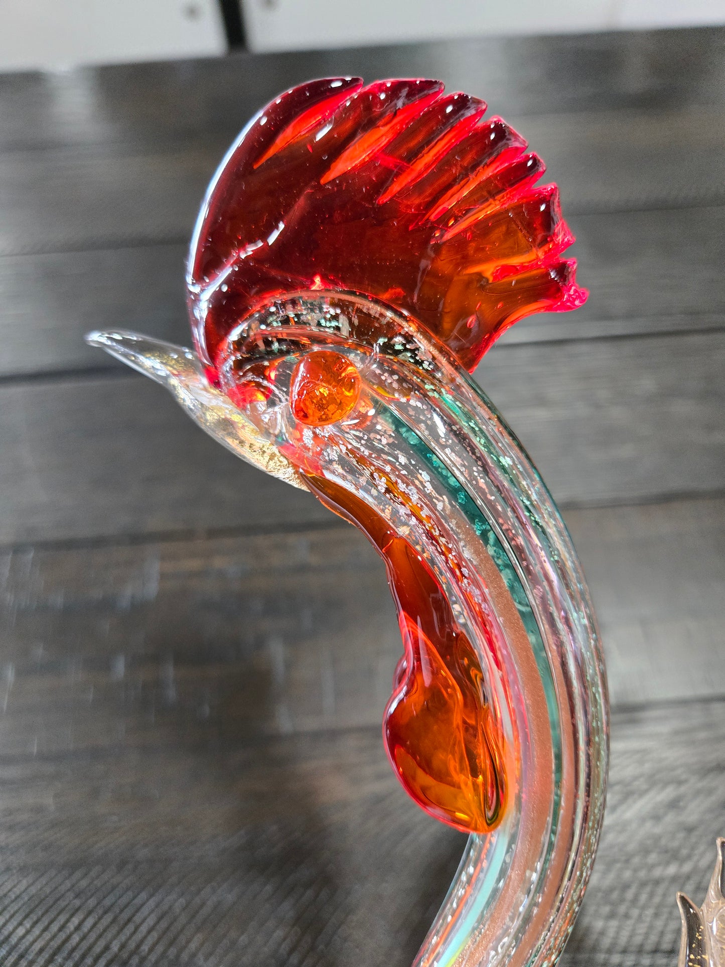 Mid Century Murano Glass Rooster- Multicolor with gold flecks