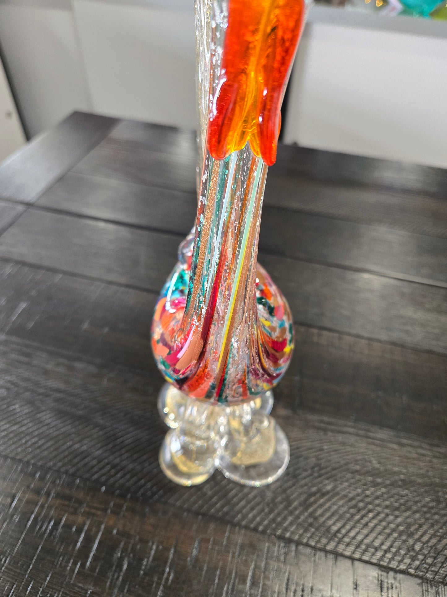 Mid Century Murano Glass Rooster- Multicolor with gold flecks