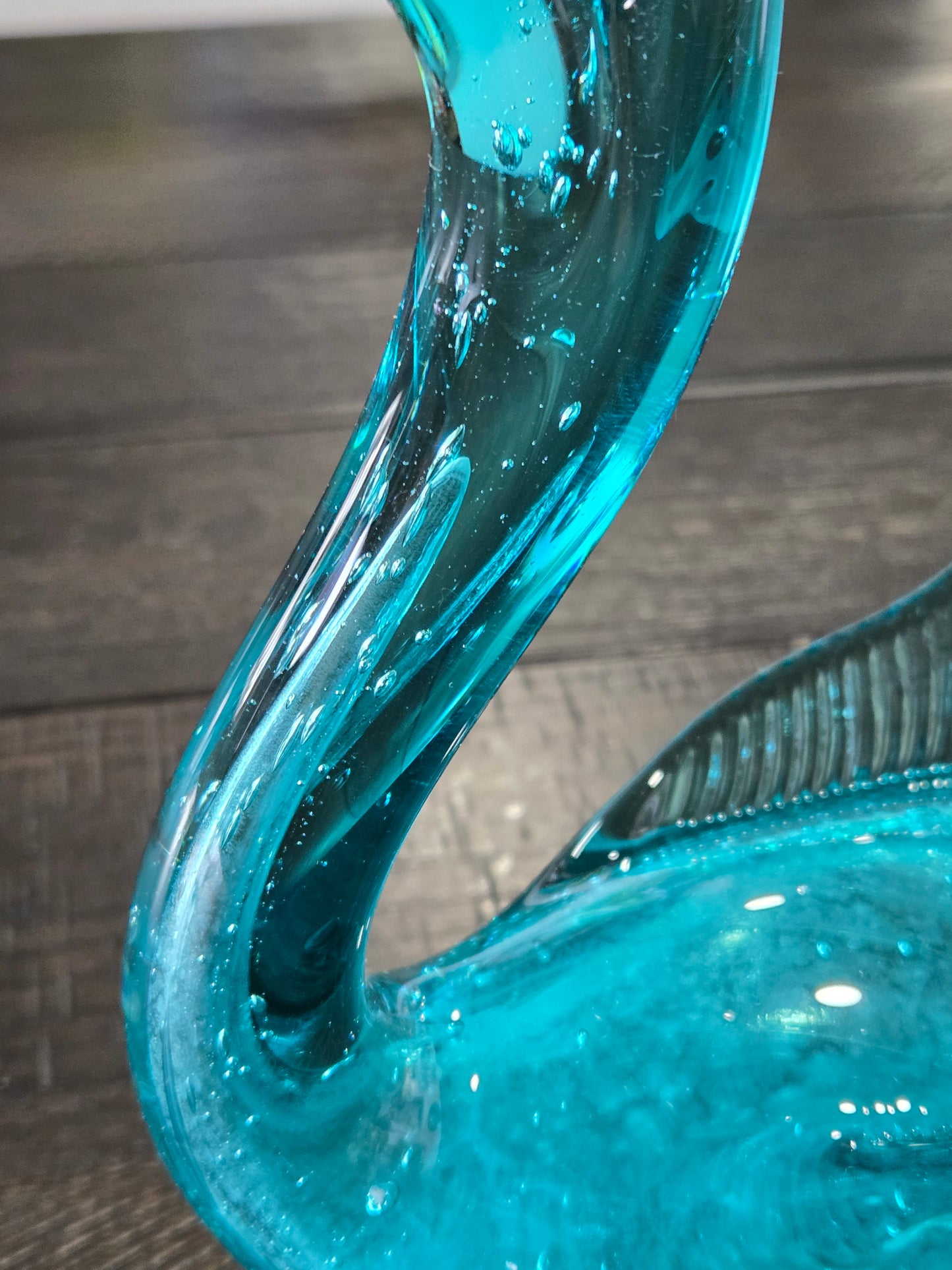 Mid Century Teal Blown Glass Swan