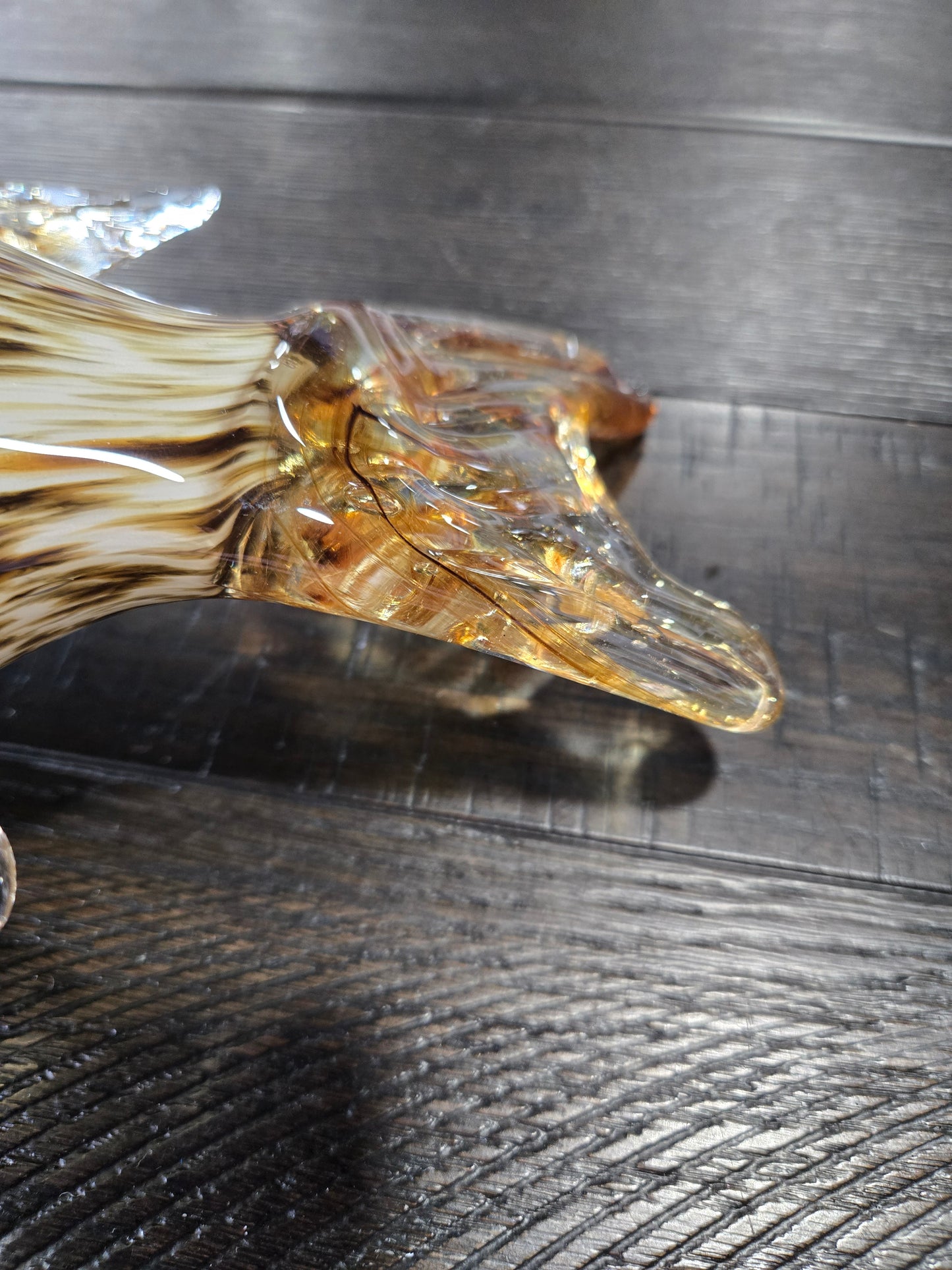 Vintage Hand Blown Murano Glass Fish w/ Orange Head and Speckled Body