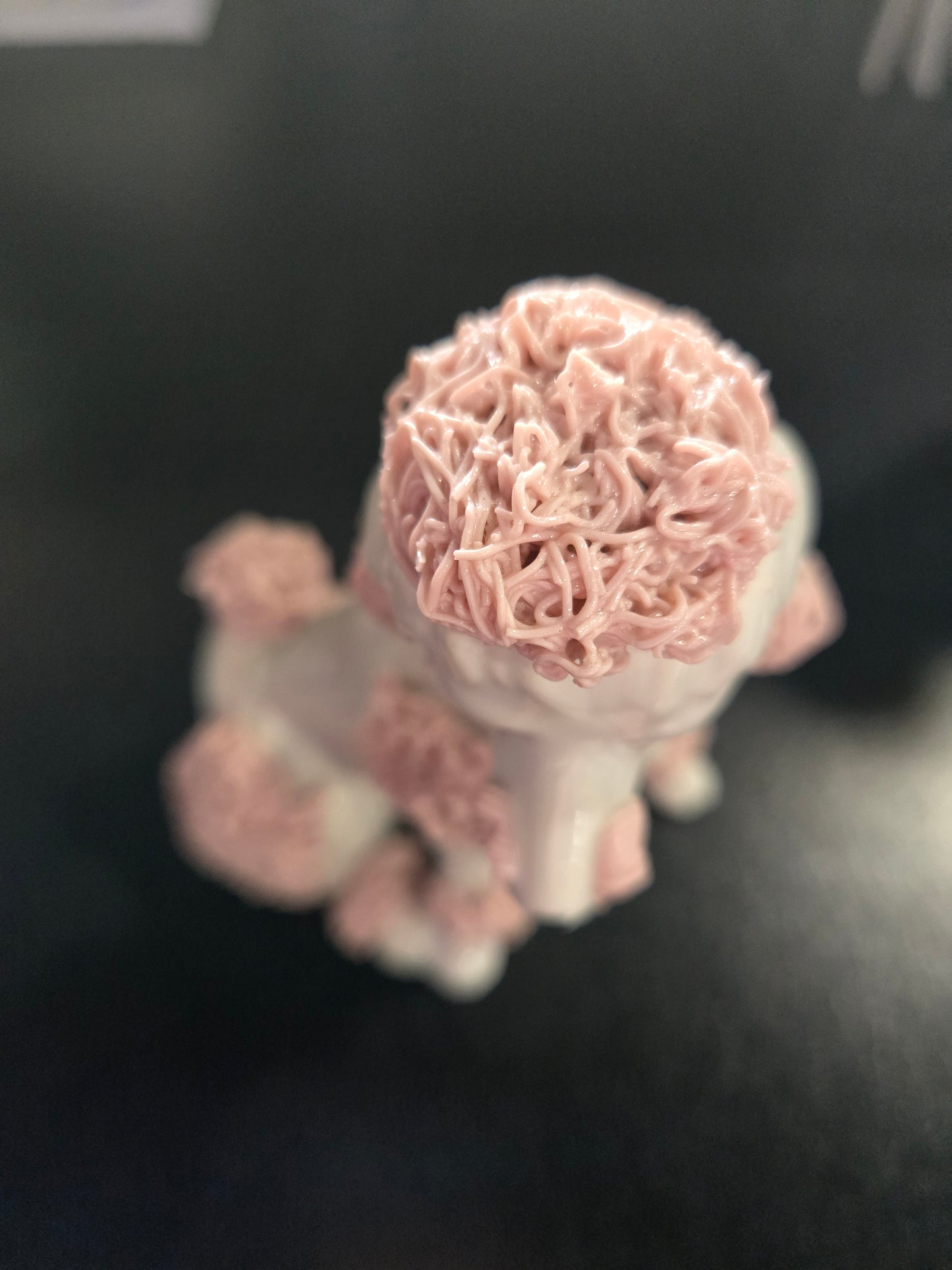 Vintage Porcelain Spaghetti Poodle Figure w/ Pink Trim