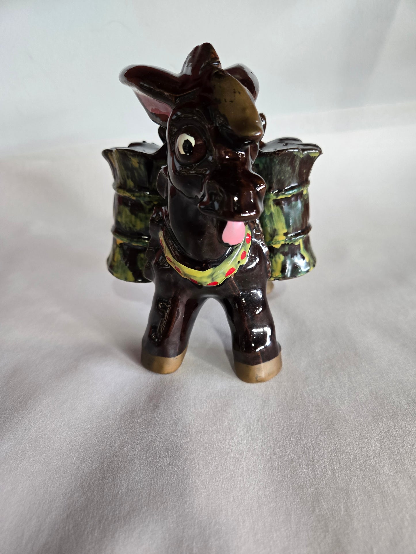 Vintage Ceramic Donkey Salt and Pepper 3pc Set