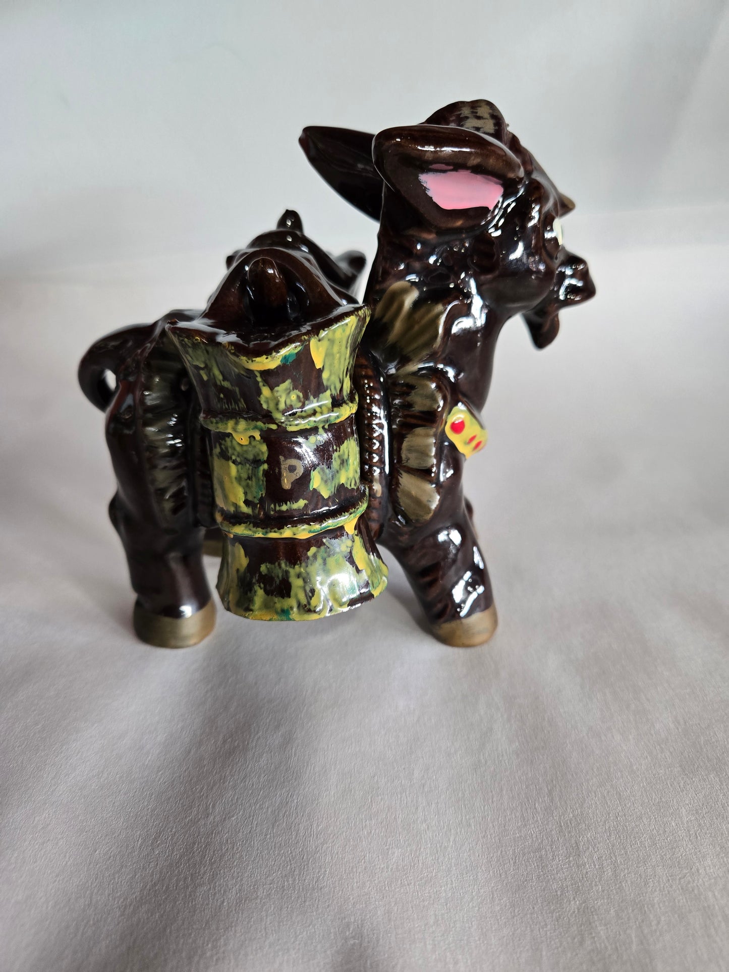 Vintage Ceramic Donkey Salt and Pepper 3pc Set