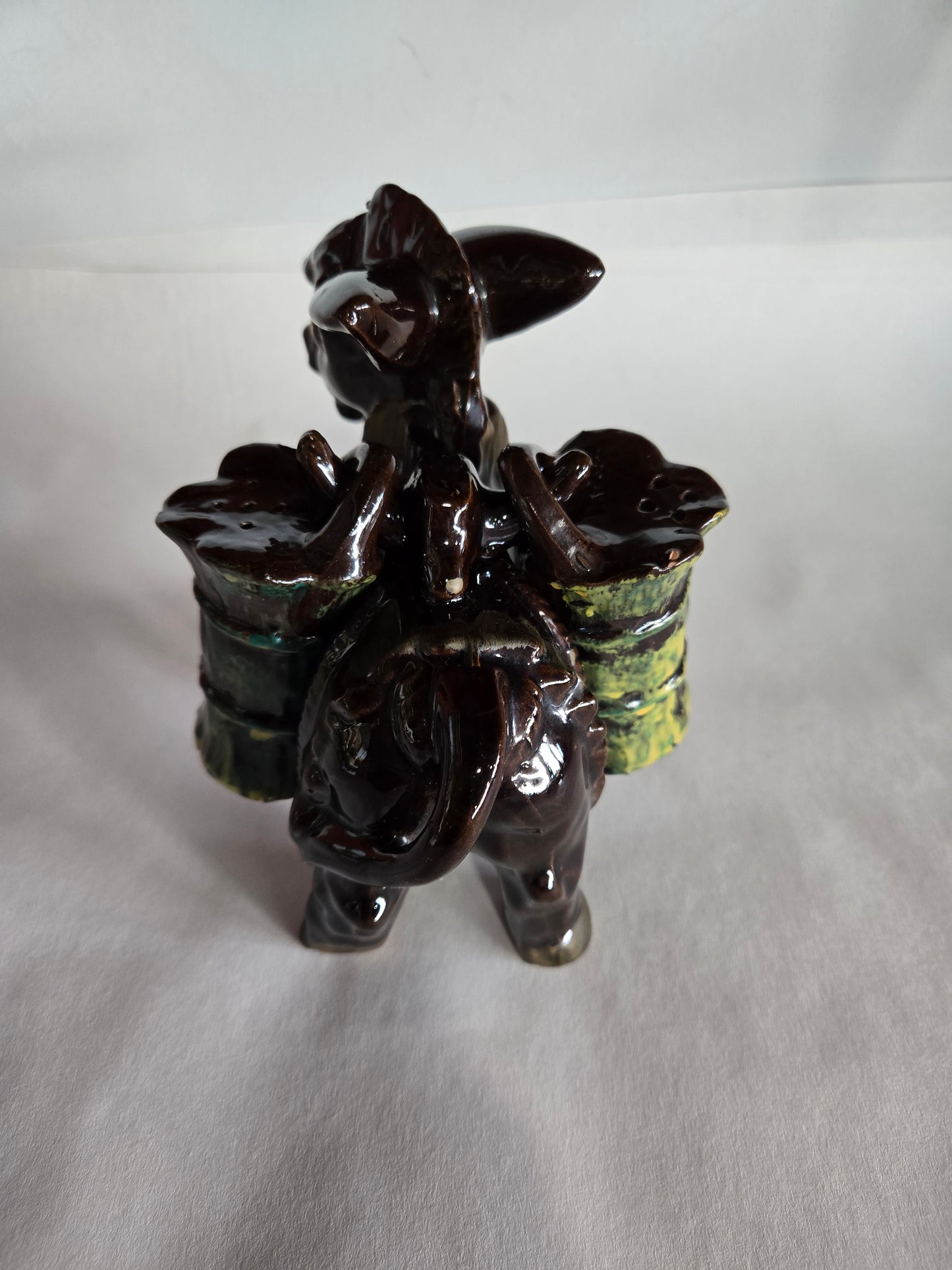 Vintage Ceramic Donkey Salt and Pepper 3pc Set