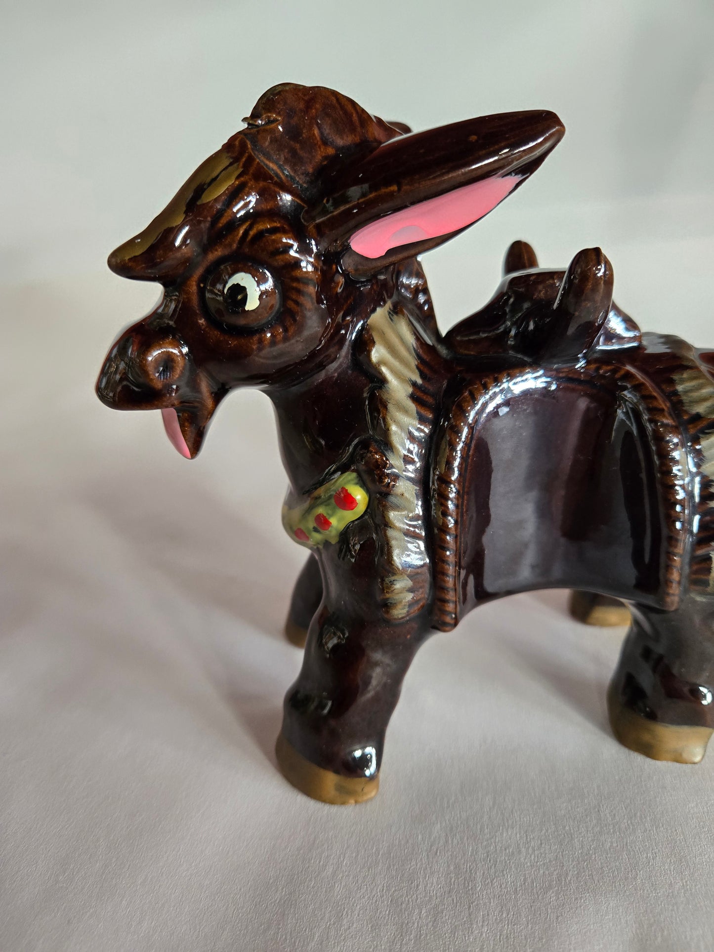 Vintage Ceramic Donkey Salt and Pepper 3pc Set