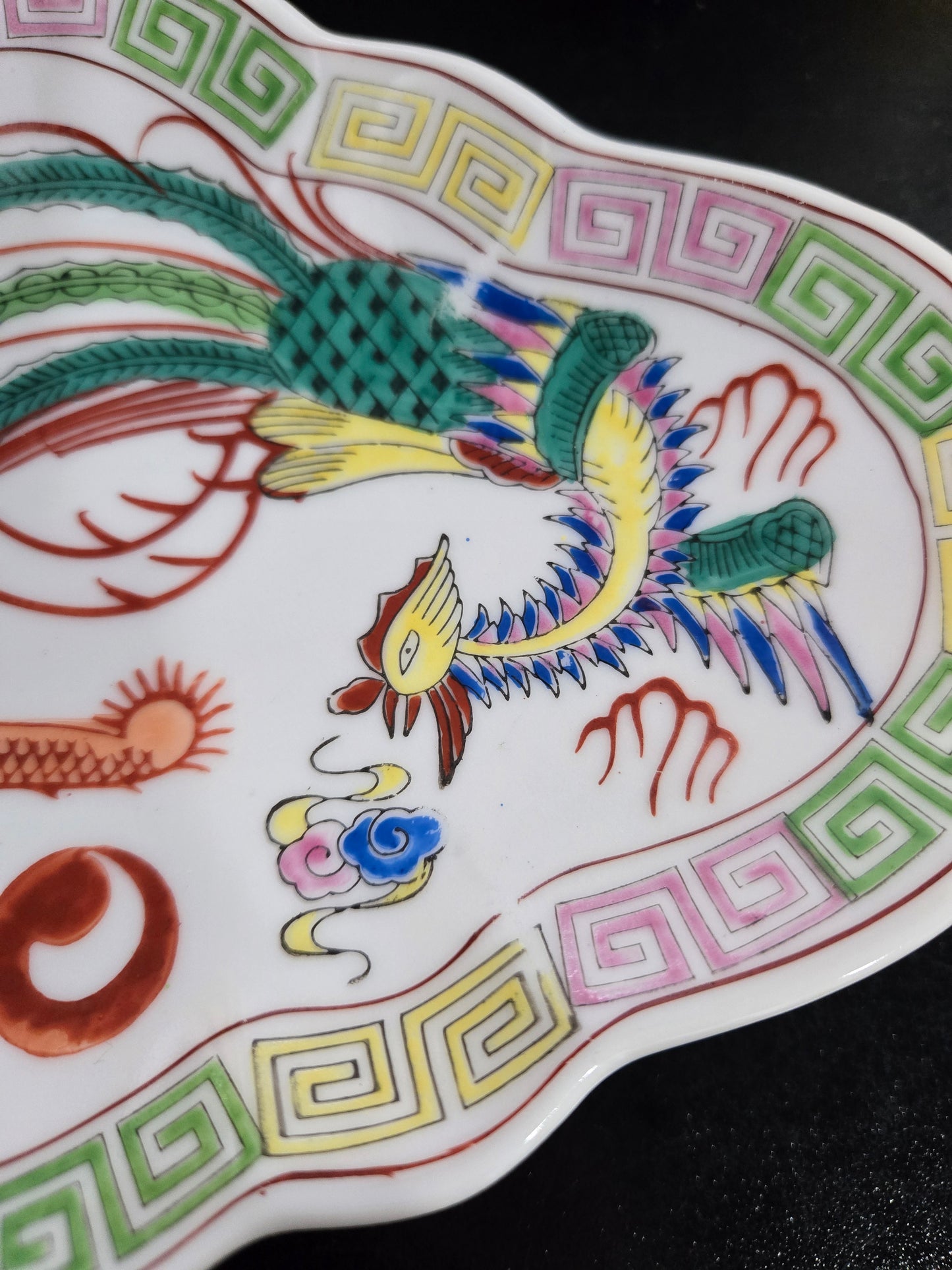 Porcelain Dragon & Phoenix decorative dish