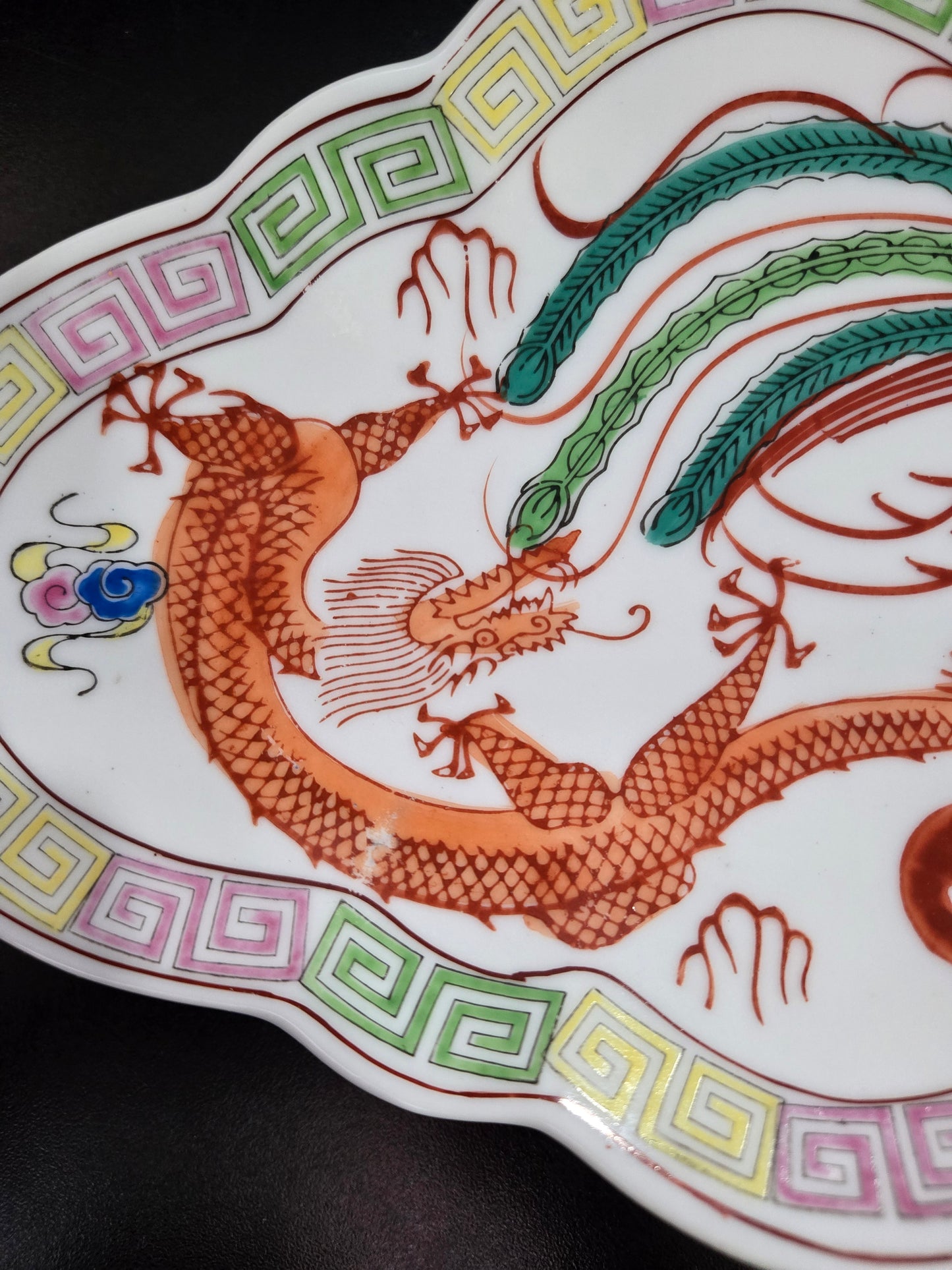 Porcelain Dragon & Phoenix decorative dish