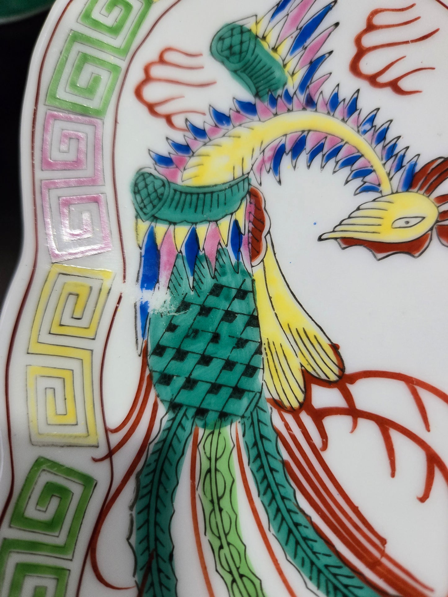 Porcelain Dragon & Phoenix decorative dish