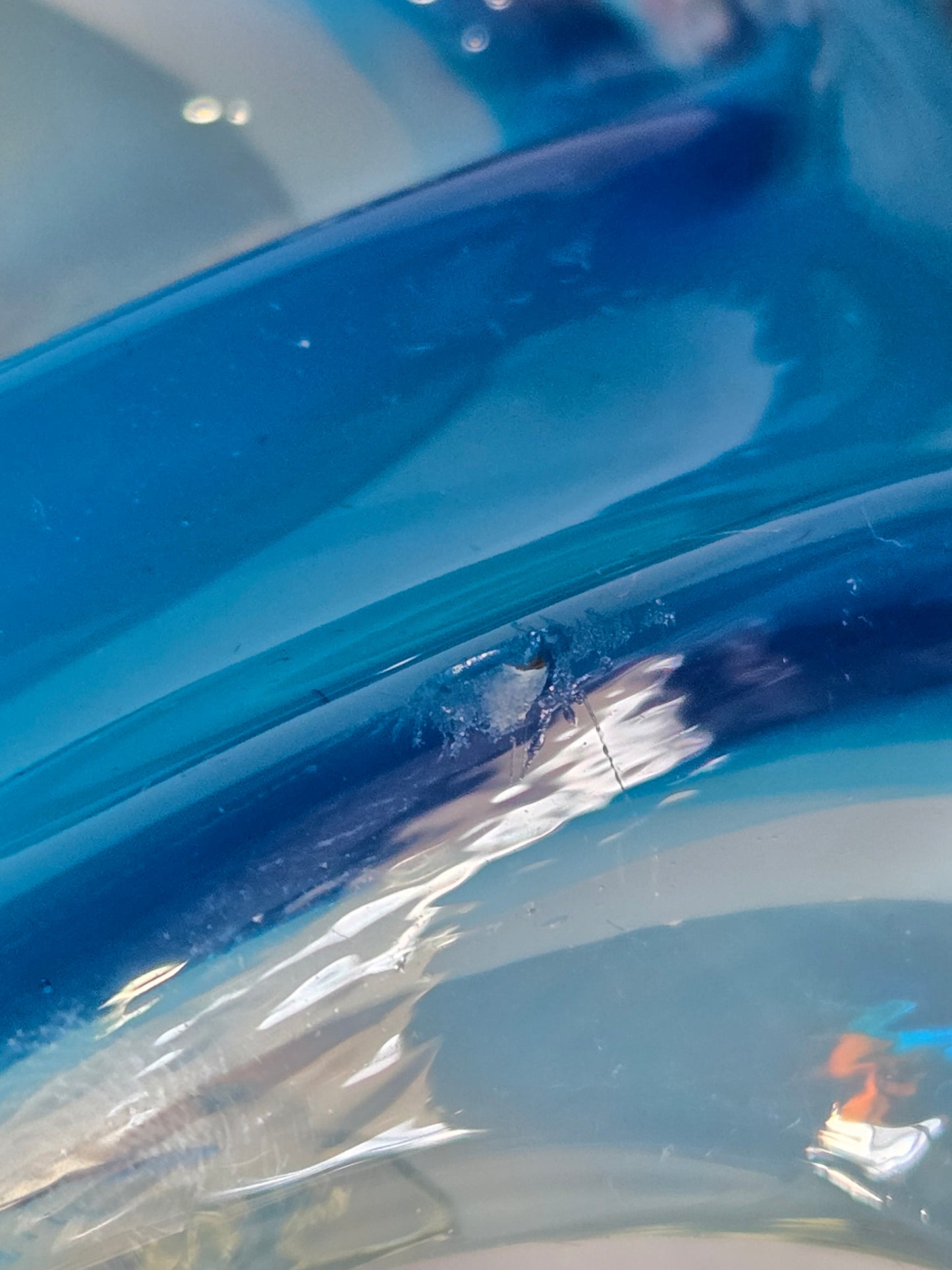 Blue Murano Glass Bowl w/ Millefiori Floral Inclusion