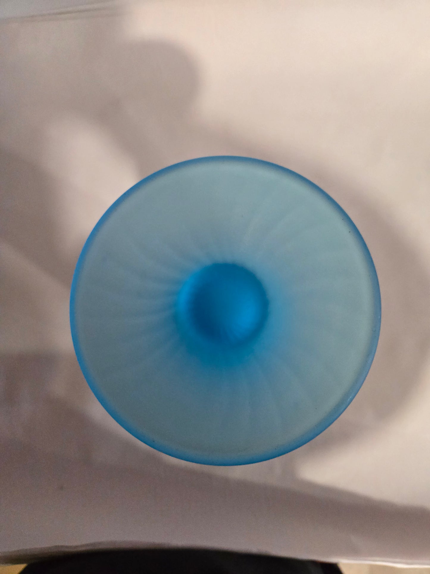 Josef Inwald Blue Satin Glass Vase w/ Embossed Iris Design