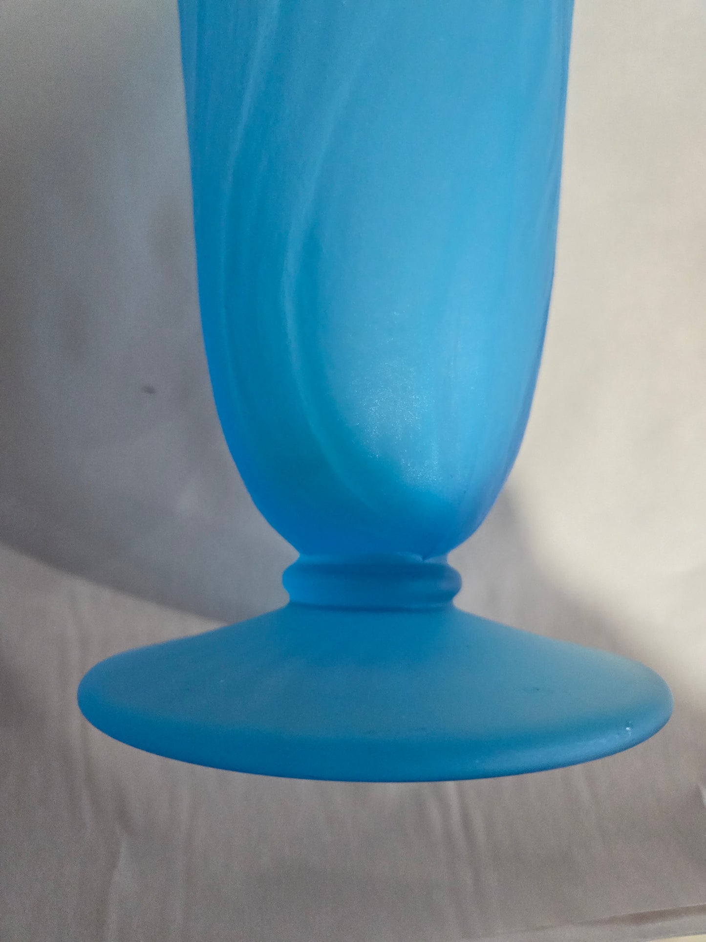Josef Inwald Blue Satin Glass Vase w/ Embossed Iris Design