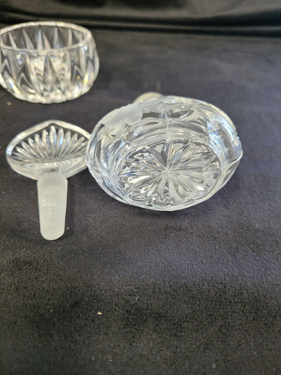 Crystal Trinket Dish and Fragrance Bottle Set Princess House Germany Mint