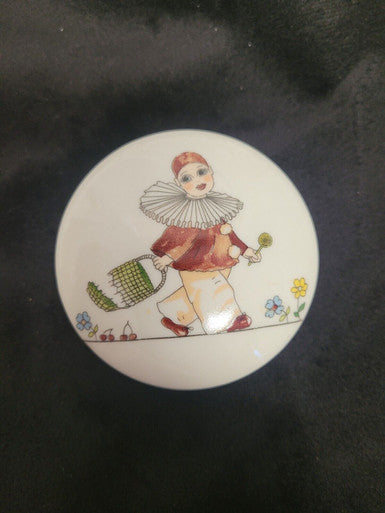 Vintage Bavaria Clown with Lace Ruff Collar Trinket Box