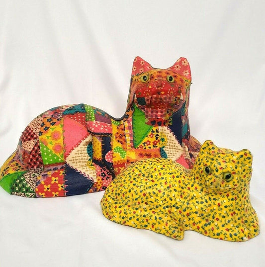 Vintage Patchwork Pair of Cats